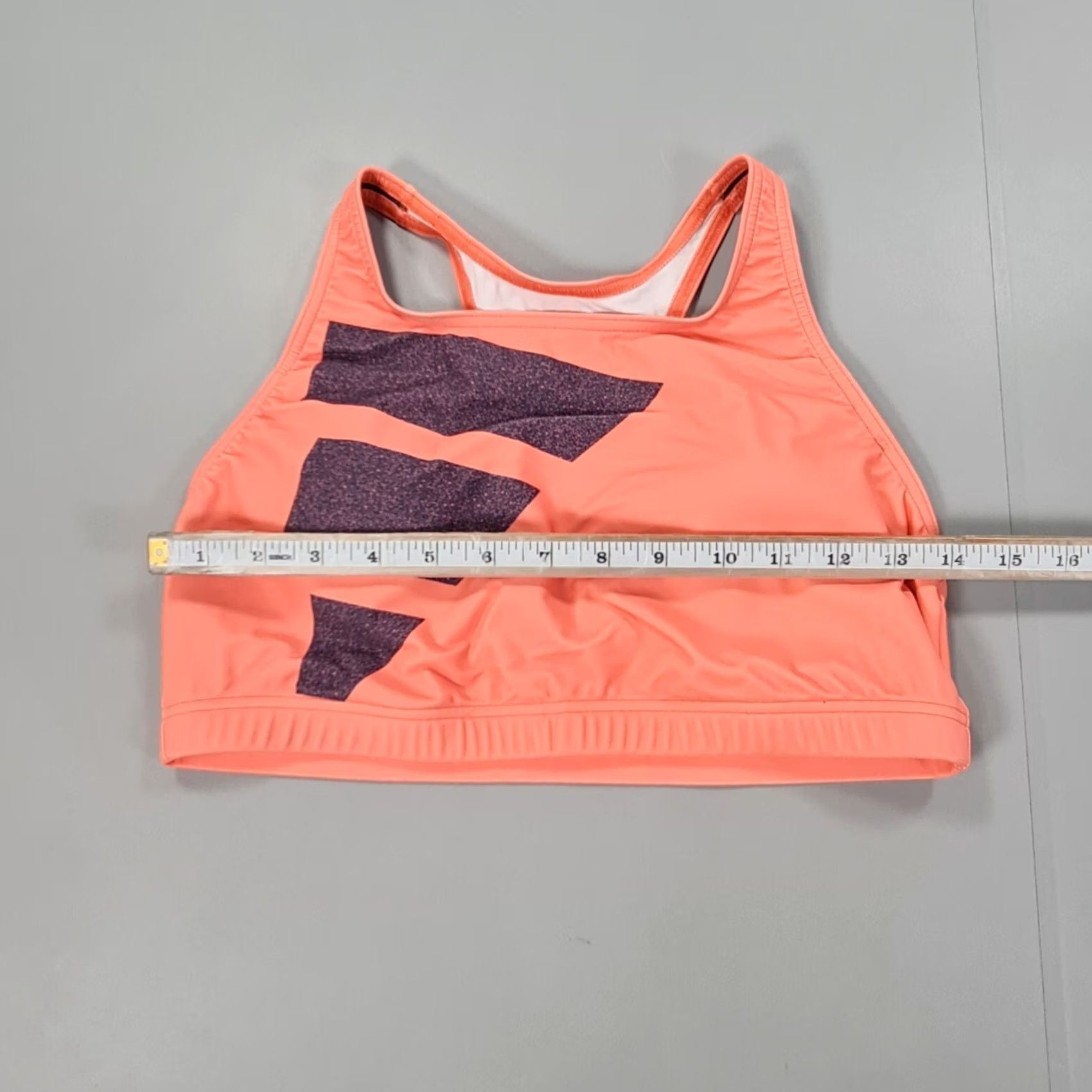 Adidas VINTAGE? Adidas Womens Sports Bra Orange 40 Racer Back Big Logo Padded Size ONE SIZE - 3 Thumbnail