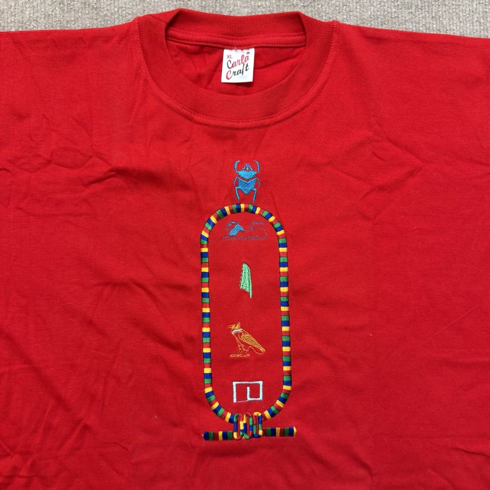Vintage VINTAGE Egyptian Hieroglyphics T Shirt Mens XL 90s Carlo Craft Graphic Red Tee Size US XL / EU 56 / 4 - 3 Thumbnail