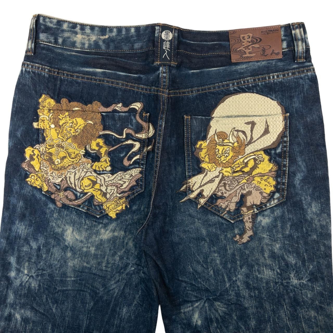 Vintage Big Train Japanese Embroidered Denim Jeans Size W36