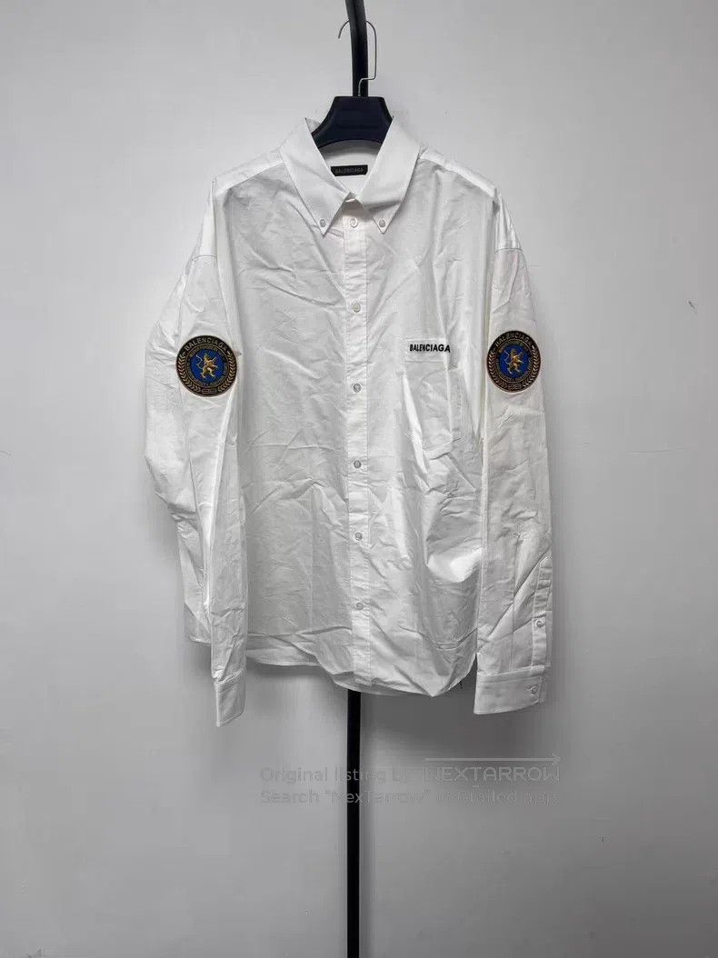 Balenciaga size 41 Solid Color Logo Loose Long Sleeve Shir