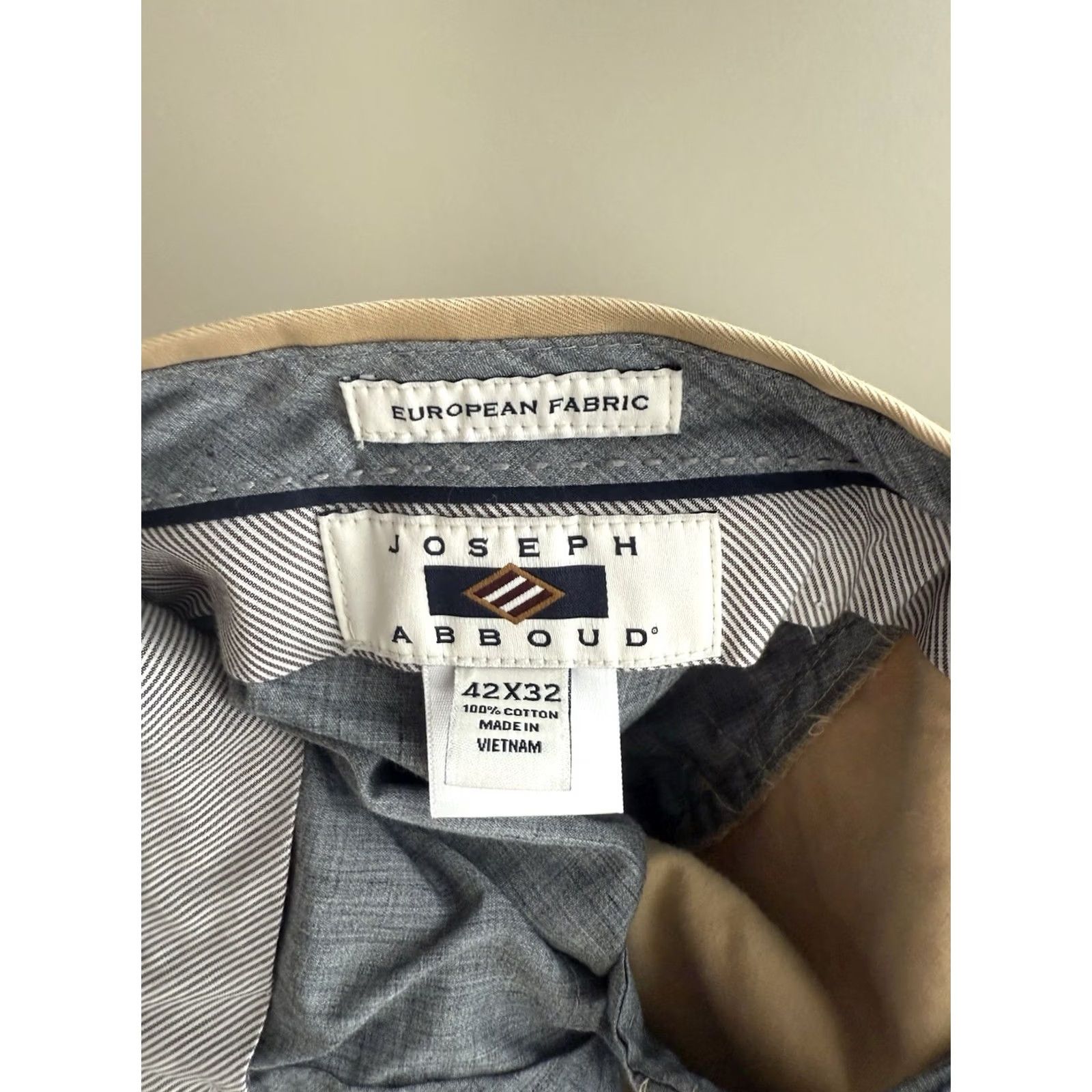 Joseph Abboud Joseph Abboud Men’s Beige Stretch Chino Pants Classic 42x32 Kahki Size US 42 / EU 58 - 5 Thumbnail