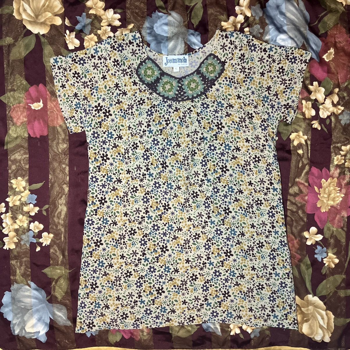 Japanese Brand Jocomomola de Sybilla Floral Top Wool Blend Crochet Neckline Size M / US 6-8 / IT 42-44 - 1 Thumbnail