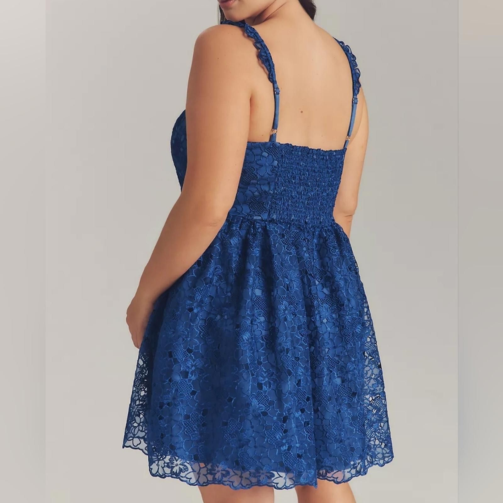 Other By Anthropologie Ruffle-Strap Corset Lace Mini Dress Size L / US 10 / IT 46 - 2 Thumbnail