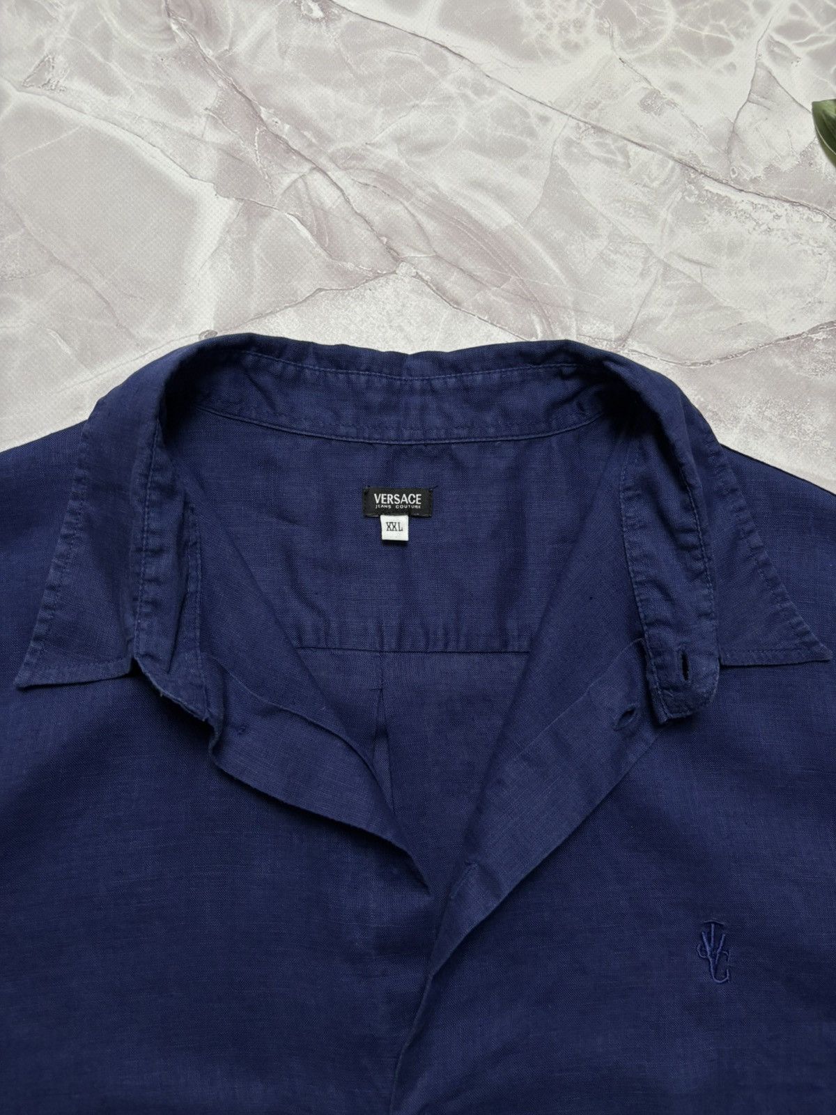 Versace × Versace Jeans Couture Versace Jeans Couture Linen Short Sleeve Shirt Blue Mens XXL Size US XXL / EU 58 / 5 - 13 Thumbnail