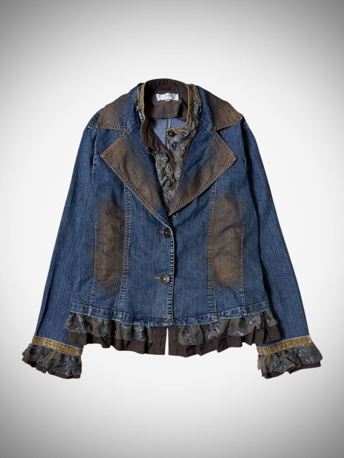 Vintage BUGGARI - Denim Blazer Fairy Style Size L / US 10 / IT 46 - 1 Thumbnail