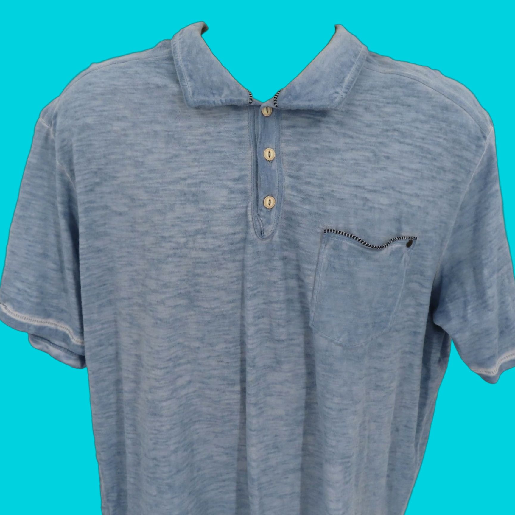 Tommy Bahama Tommy Bahama Polo Shirt Men XL Blue Short Sleeve Cotton Burnout Casual Shirt Size US XL / EU 56 / 4 - 1 Thumbnail