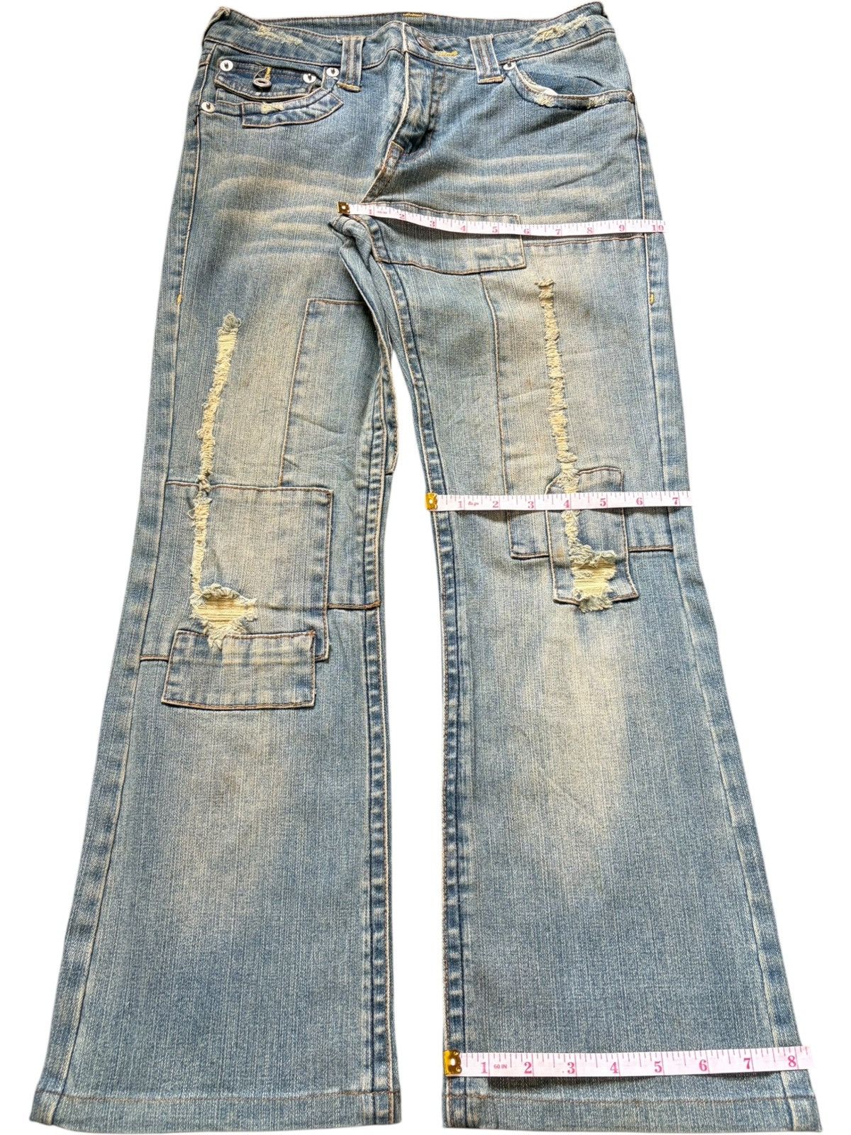 Hysteric Glamour Vintage Japanese Brand Patches Distress Flare Jeans Size 27" / US 4 / IT 40 - 8 Thumbnail
