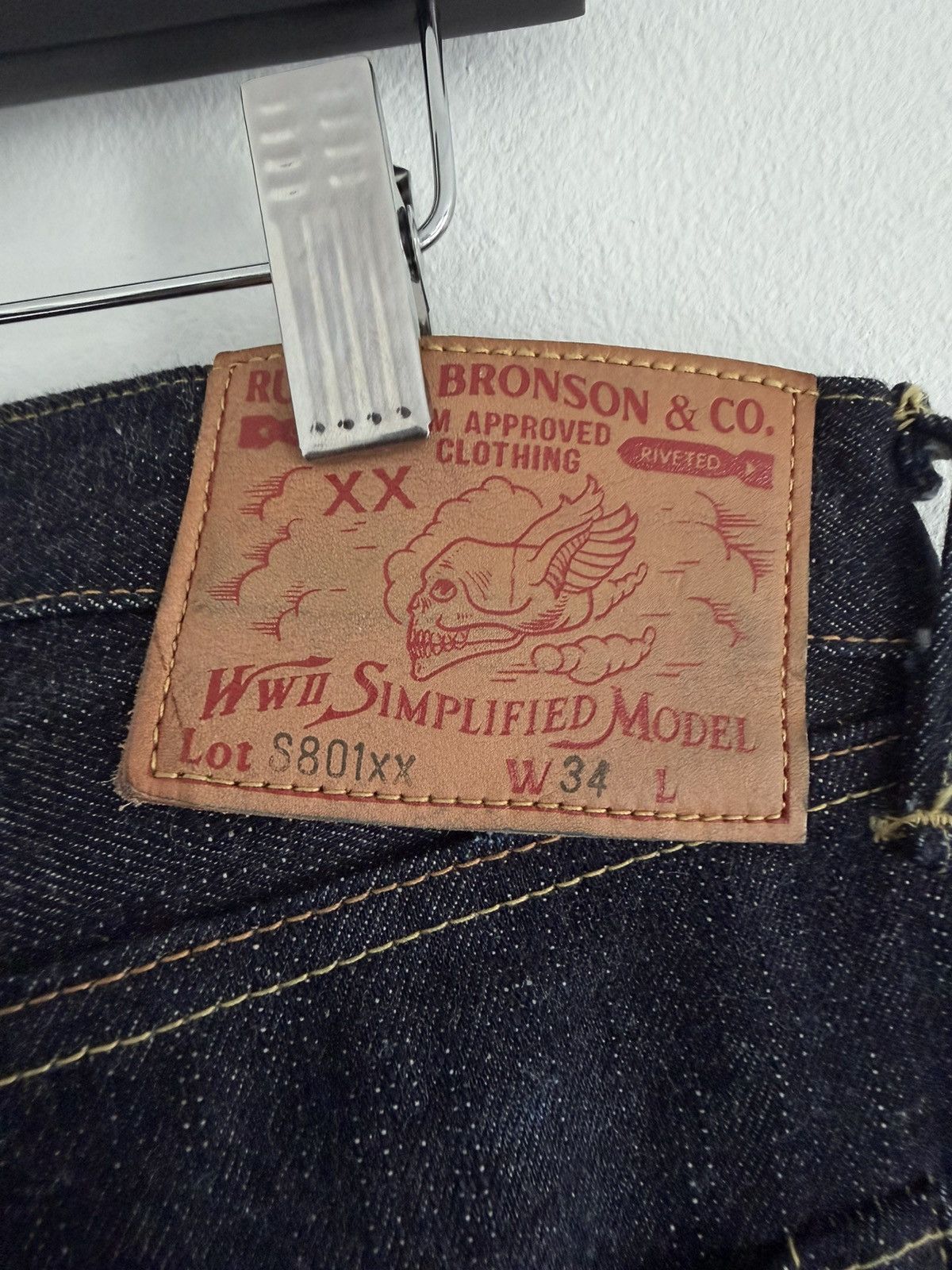 Bronson MFG. CO. S801XX 1943 War Simplified Model Selvedge Denim Jeans Size US 34 / EU 50 - 3 Thumbnail