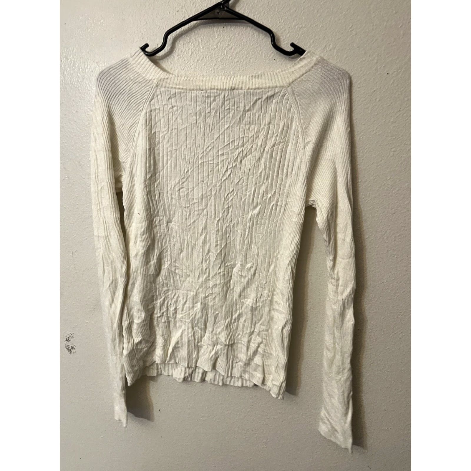Express Express Women’s Size Large White Round Neck Sweater Long Sleeve Size L / US 10 / IT 46 - 3 Thumbnail