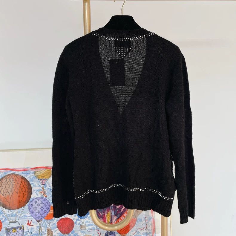 Prada Prada Black beaded knitted cardigan coat Size XS / US 0-2 / IT 36-38 - 2 Thumbnail