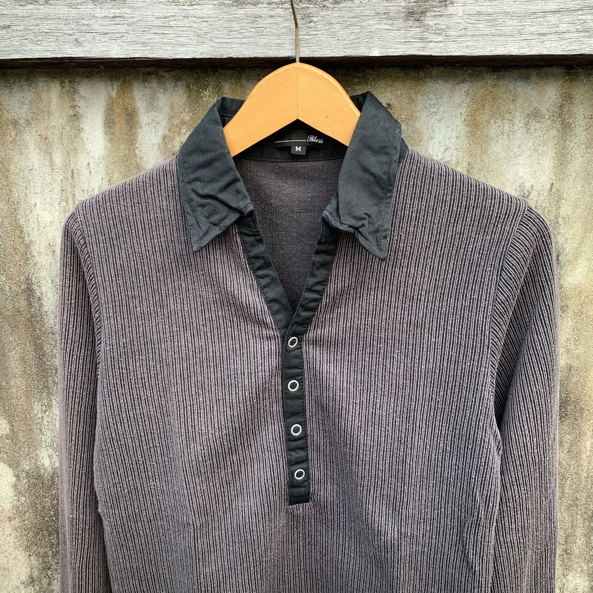 Japanese Brand JAPANESE CRAZY GOTHIC RIBBED COLLARED HENLEY BLESS SHIRT Size US M / EU 48-50 / 2 - 2 Thumbnail
