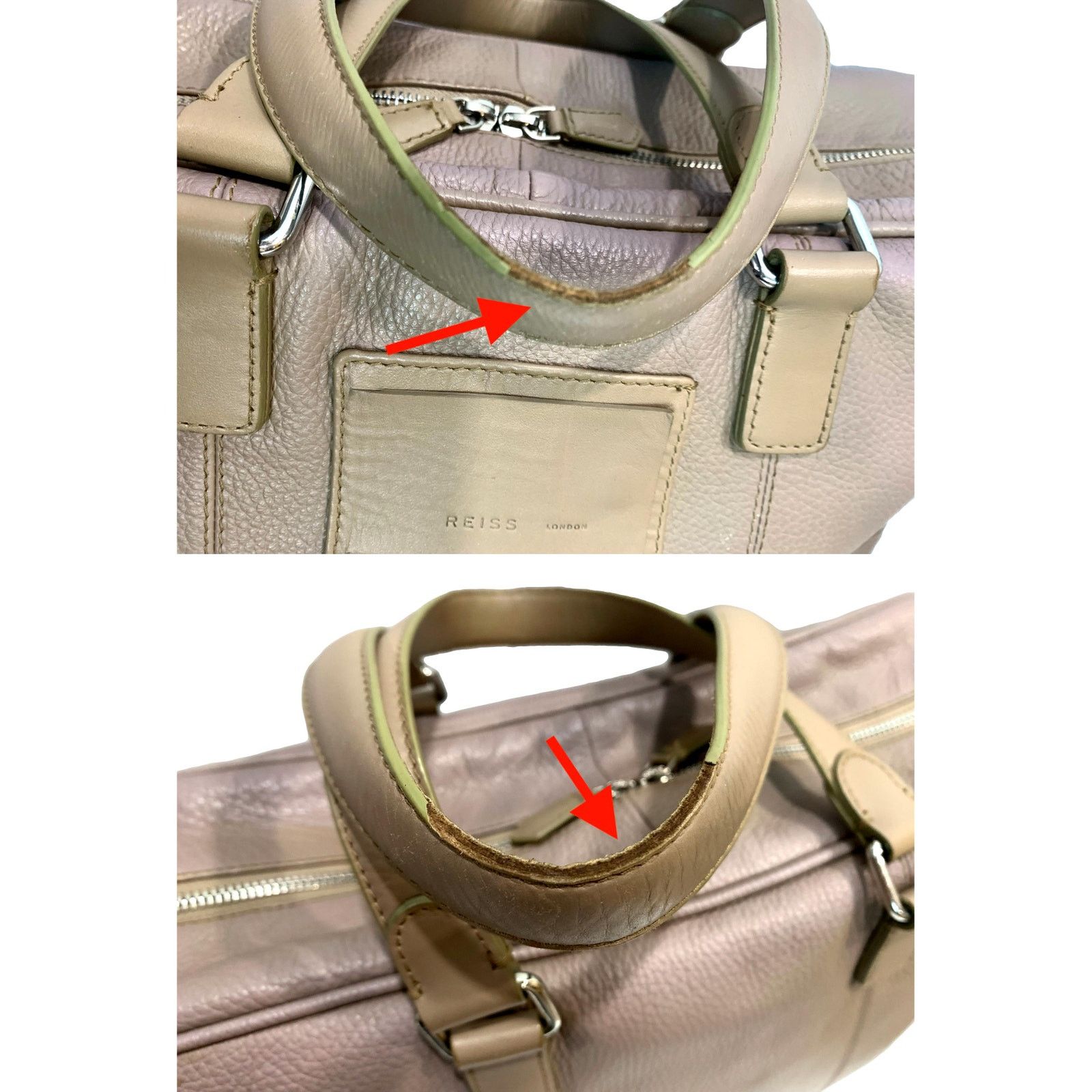 Reiss Reiss "Barrington" Taupe Leather Overnight Bag | Attache Size ONE SIZE - 11 Thumbnail