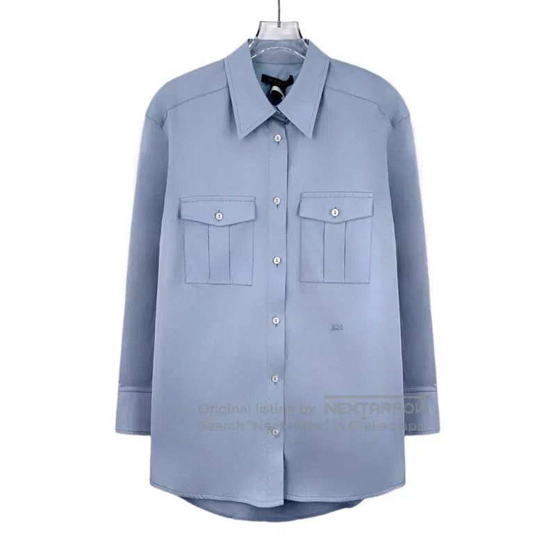 Louis Vuitton 24 Blue Cotton Lapel Single Breasted Long Sl
