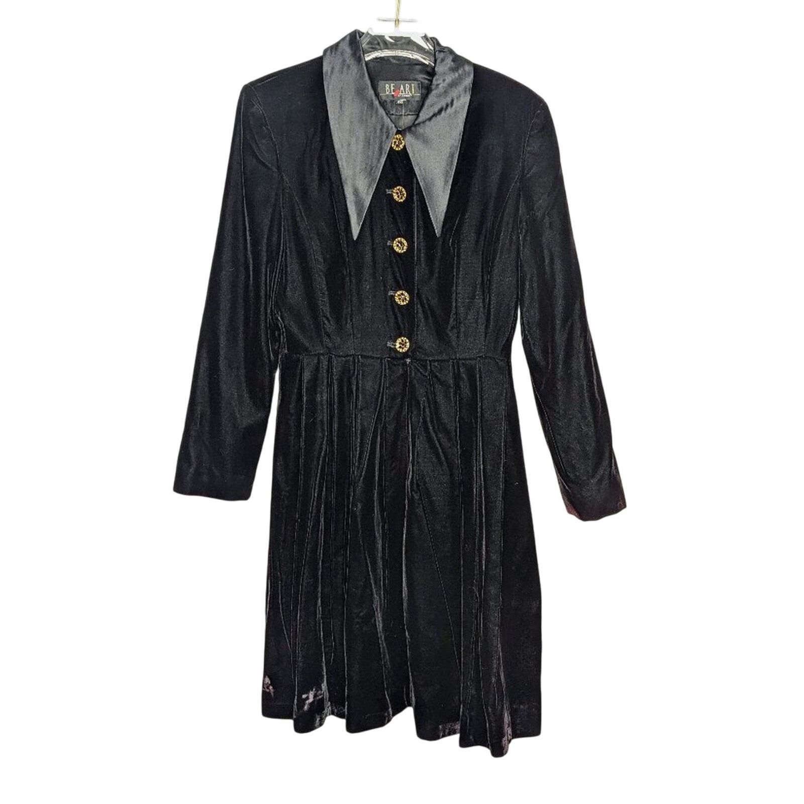 Vintage Be Art By Esquire Vintage 90's Black Velvet Dress Collared Size S / US 4 / IT 40 - 1 Thumbnail