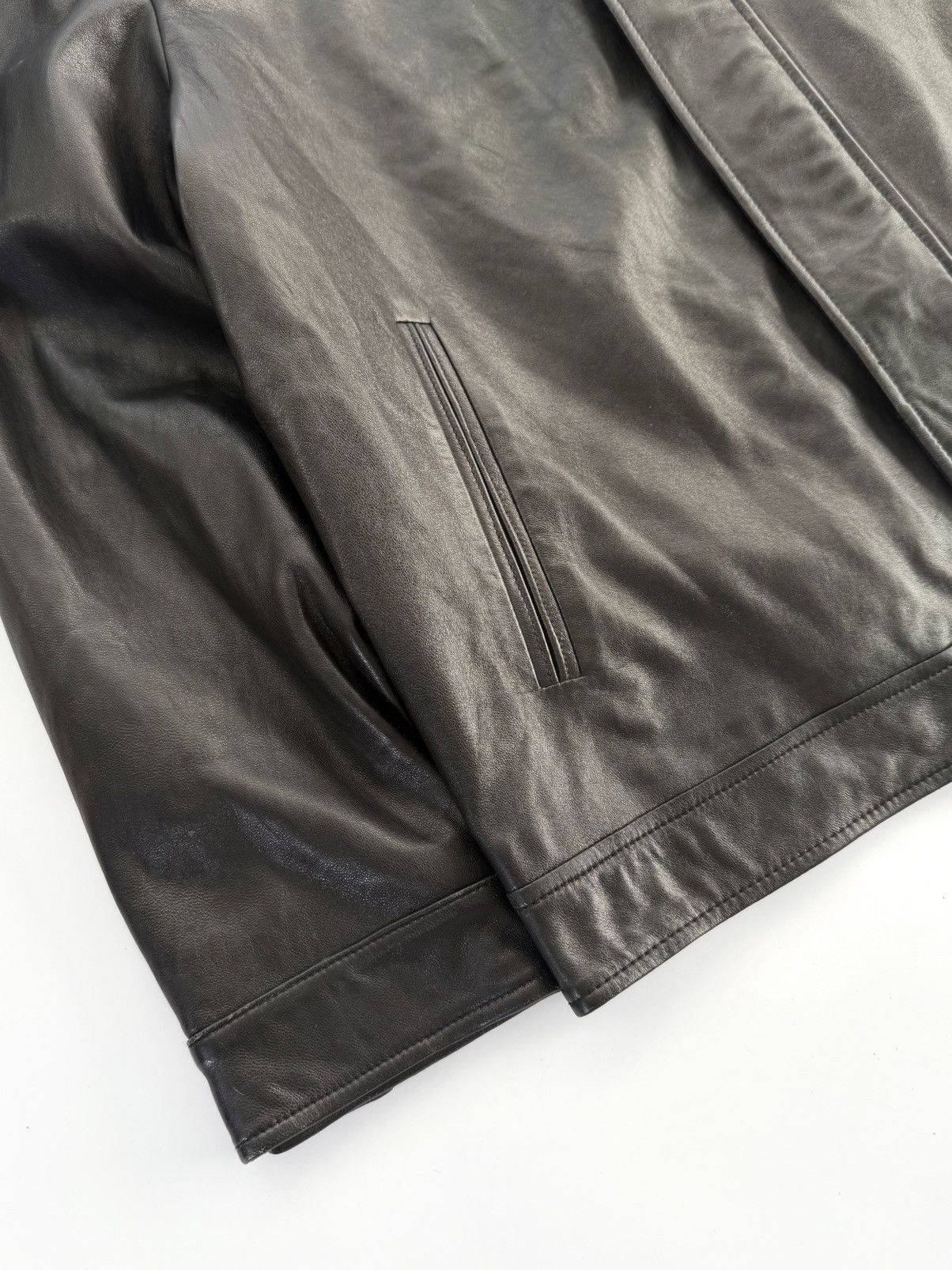 Balenciaga Balenciaga 1997 Nicolas Ghesquiere Zip Leather Jacket Size US XL / EU 56 / 4 - 4 Thumbnail