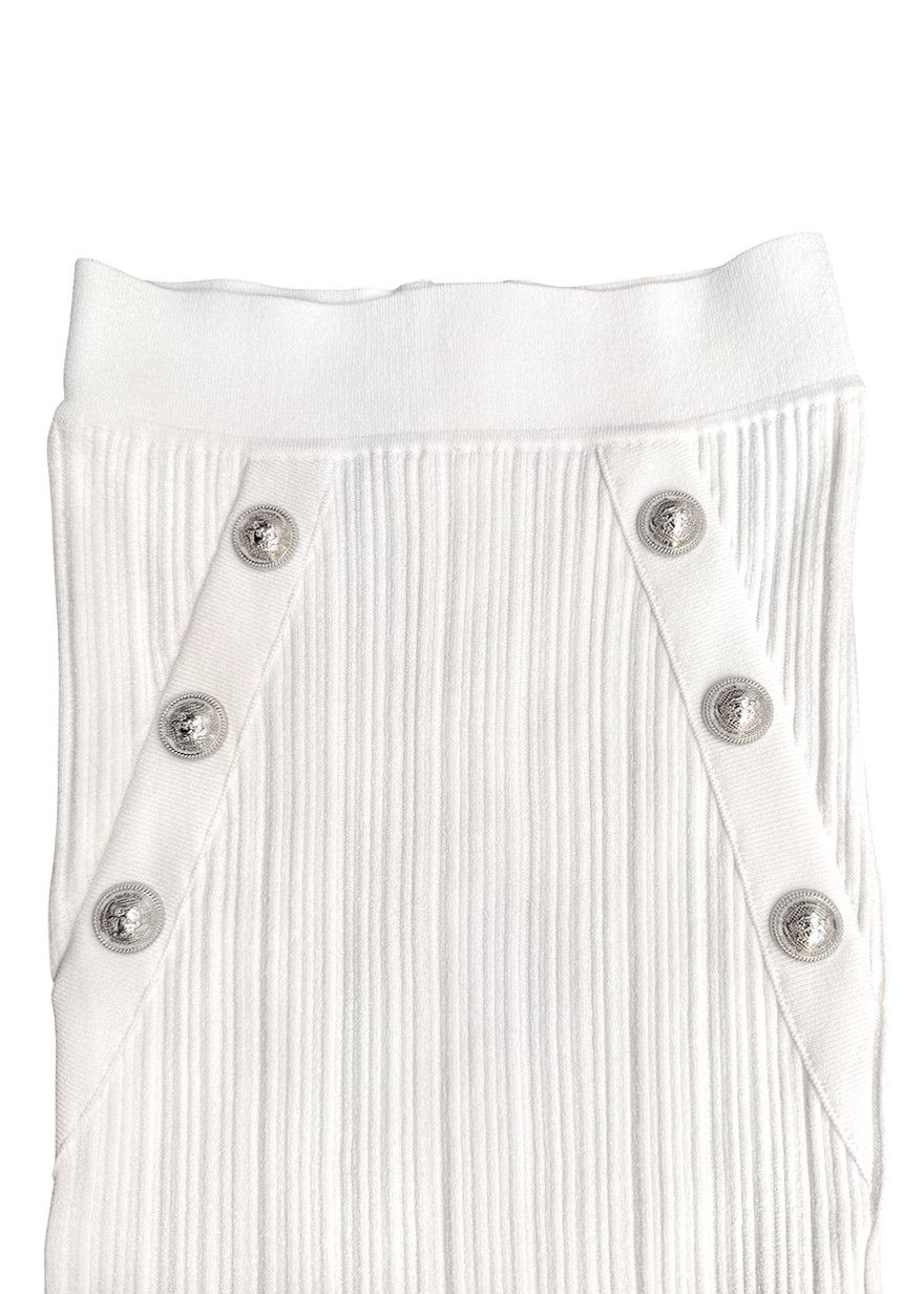 Balmain Balmain White Ribbed Seethrough Button Accent Skirt Size 26" / US 2 / IT 38 - 3 Thumbnail
