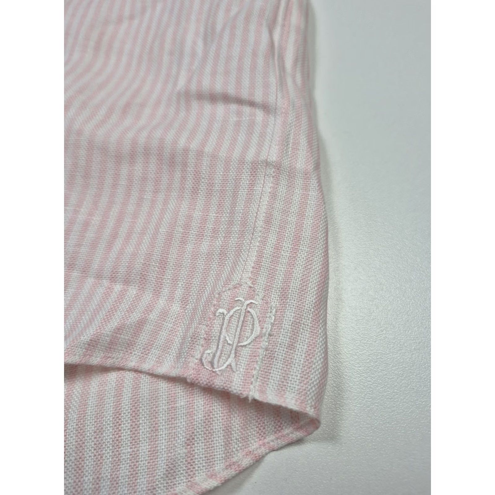 Pinko Purdey Shirt Mens XL Pink Striped Linen Button-Down Long Sleeve Lightweight Regular Fit Size US XL / EU 56 / 4 - 2 Thumbnail