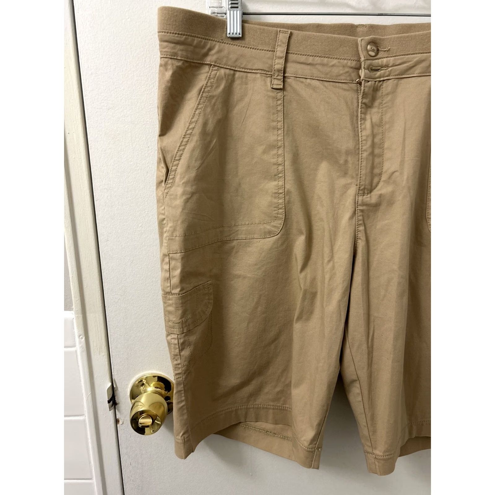 Lee Lee Cargo Shorts Mens M Brown 10” Inseam Zip Button Pockets Relaxed Fit Mid Rise Cotton Elastane Knit Cargo Size US 31 - 2 Thumbnail