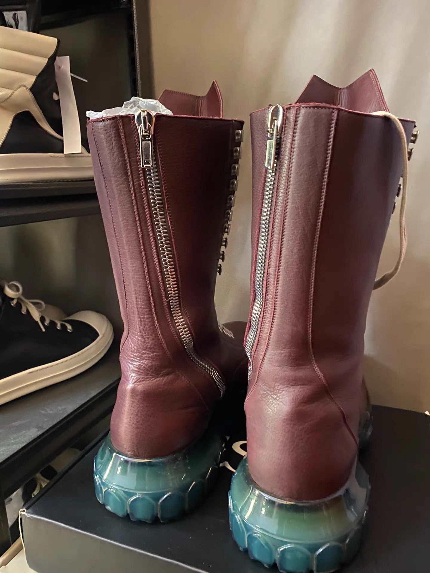 Rick Owens Rick Owens Bozo Burgundy Octopus Sole Lace-up Boots Size US 10 / EU 43 - 4 Thumbnail