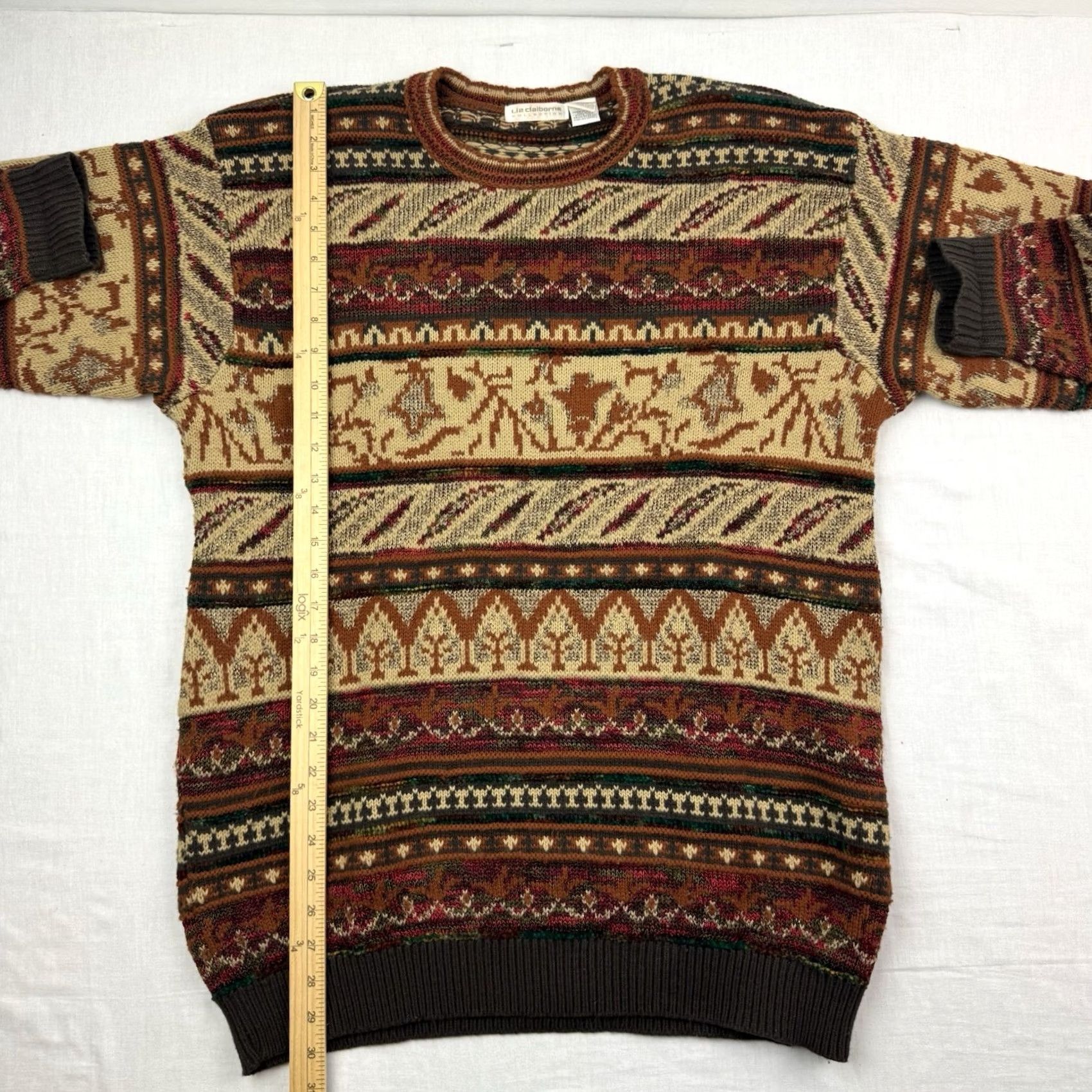 Liz Claiborne VINTAGE Liz Claiborne Sweater Womens Medium Knit African Tribal 90s Hipster Size M / US 6-8 / IT 42-44 - 5 Thumbnail