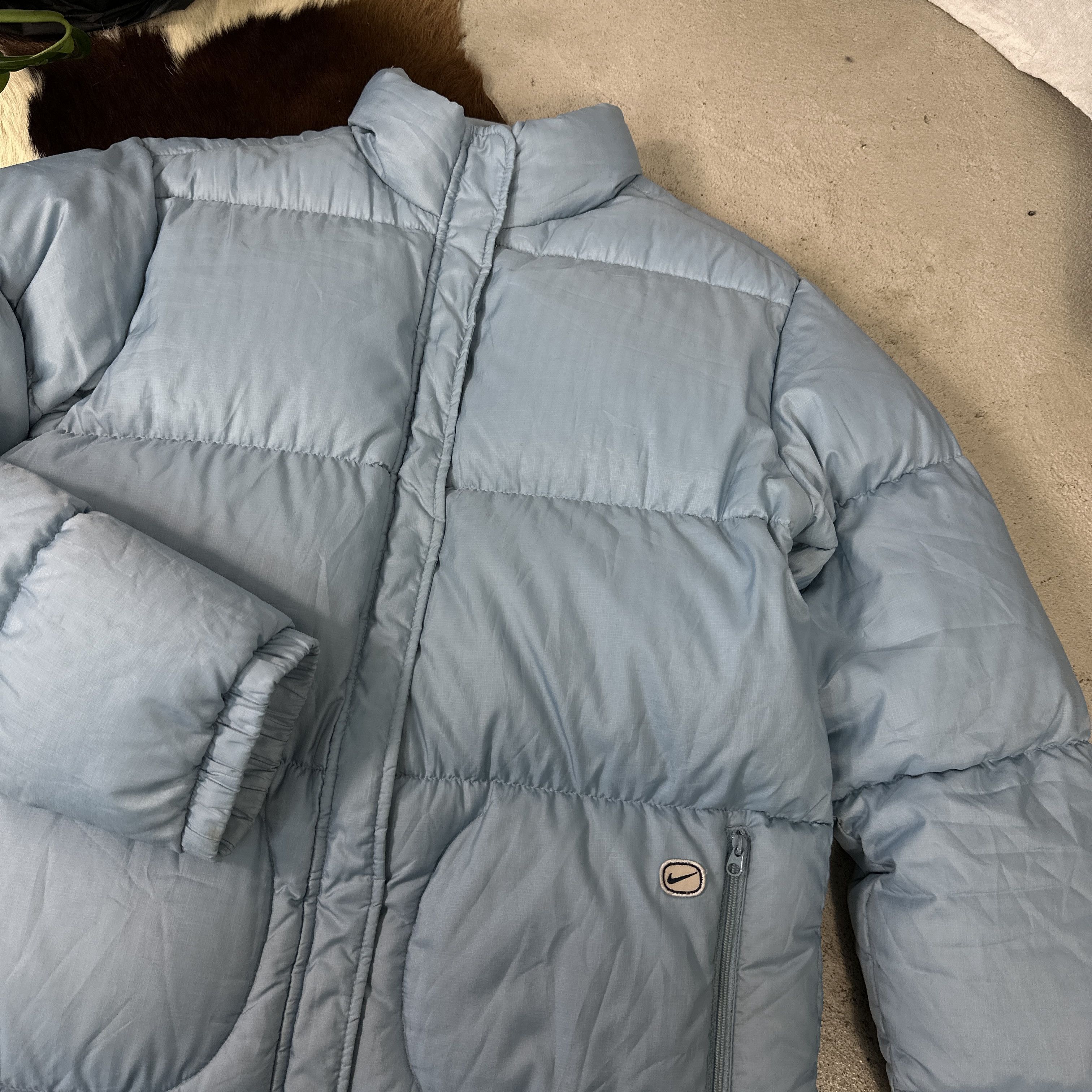 Nike × Vintage Swoosh Puffer Down Jacket Baby Blue Size US S / EU 44-46 / 1 - 4 Thumbnail