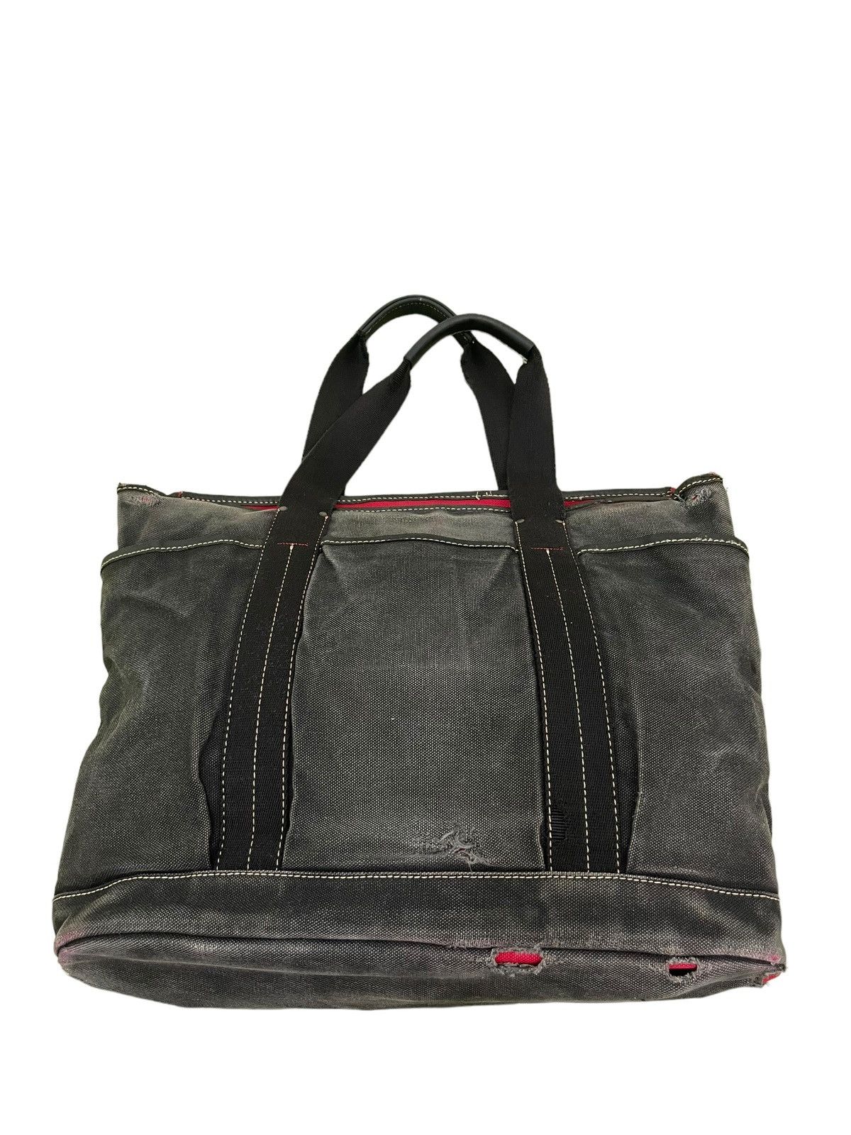 Issey Miyake Issey Miyake Tote Bag Distress Leather Cotton Canvas 3🟩 Size ONE SIZE - 5 Thumbnail