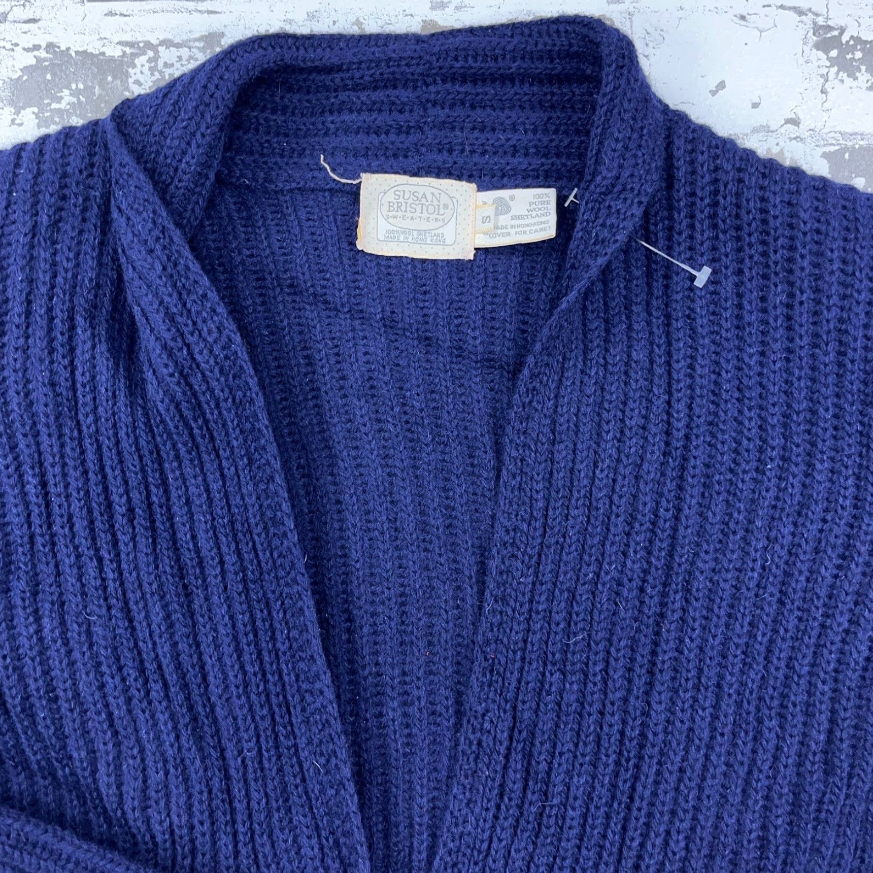 Vintage VINTAGE Susan Bristol Chunky Wool Cardigan Women Small Blue V-Neck All Seasons 90s Size S / US 4 / IT 40 - 4 Thumbnail