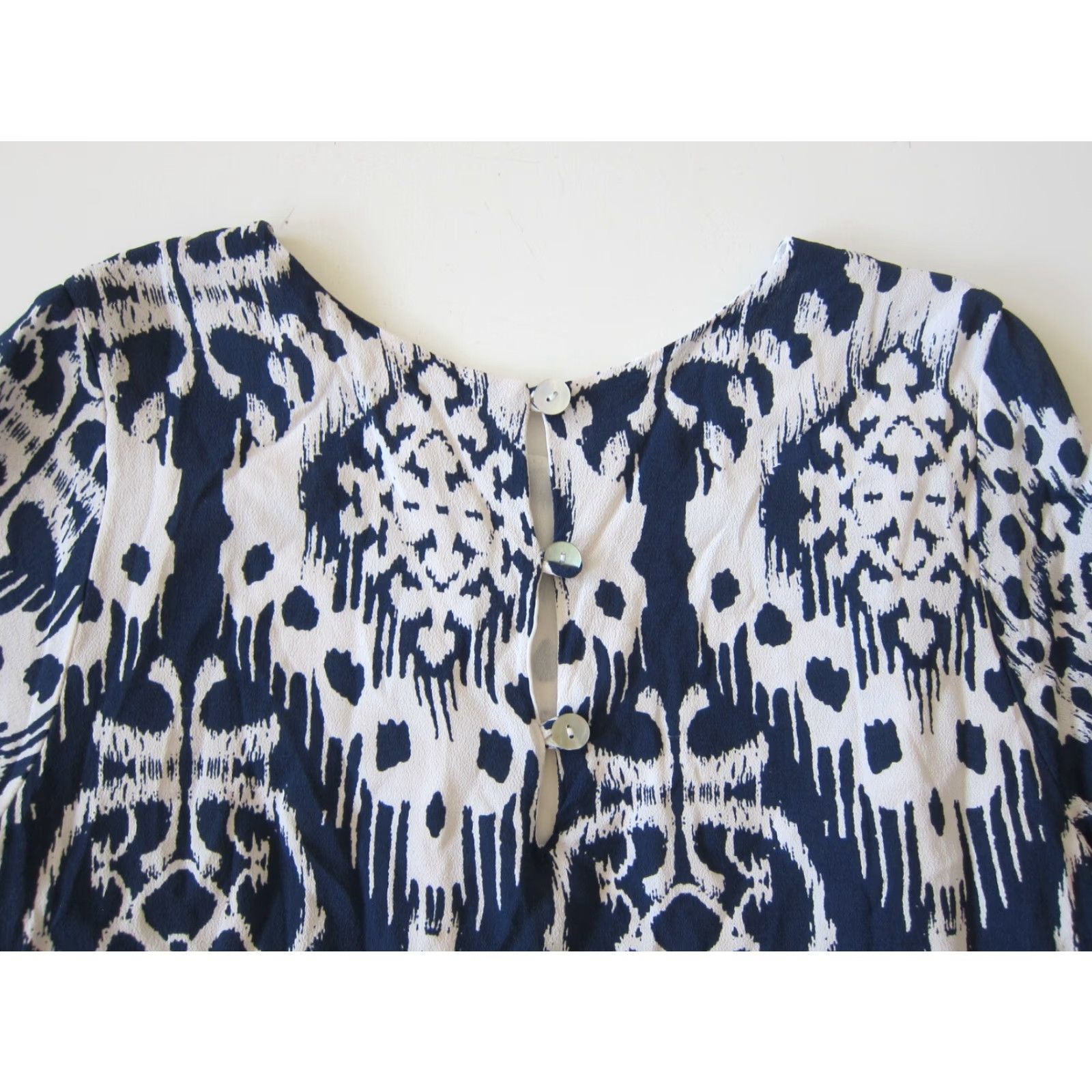 Vintage Lucy Love 100% Rayon Blue White Short Sleeve Tunic Sheath Shift Dress Women XS Size 26" / US 2 / IT 38 - 6 Thumbnail