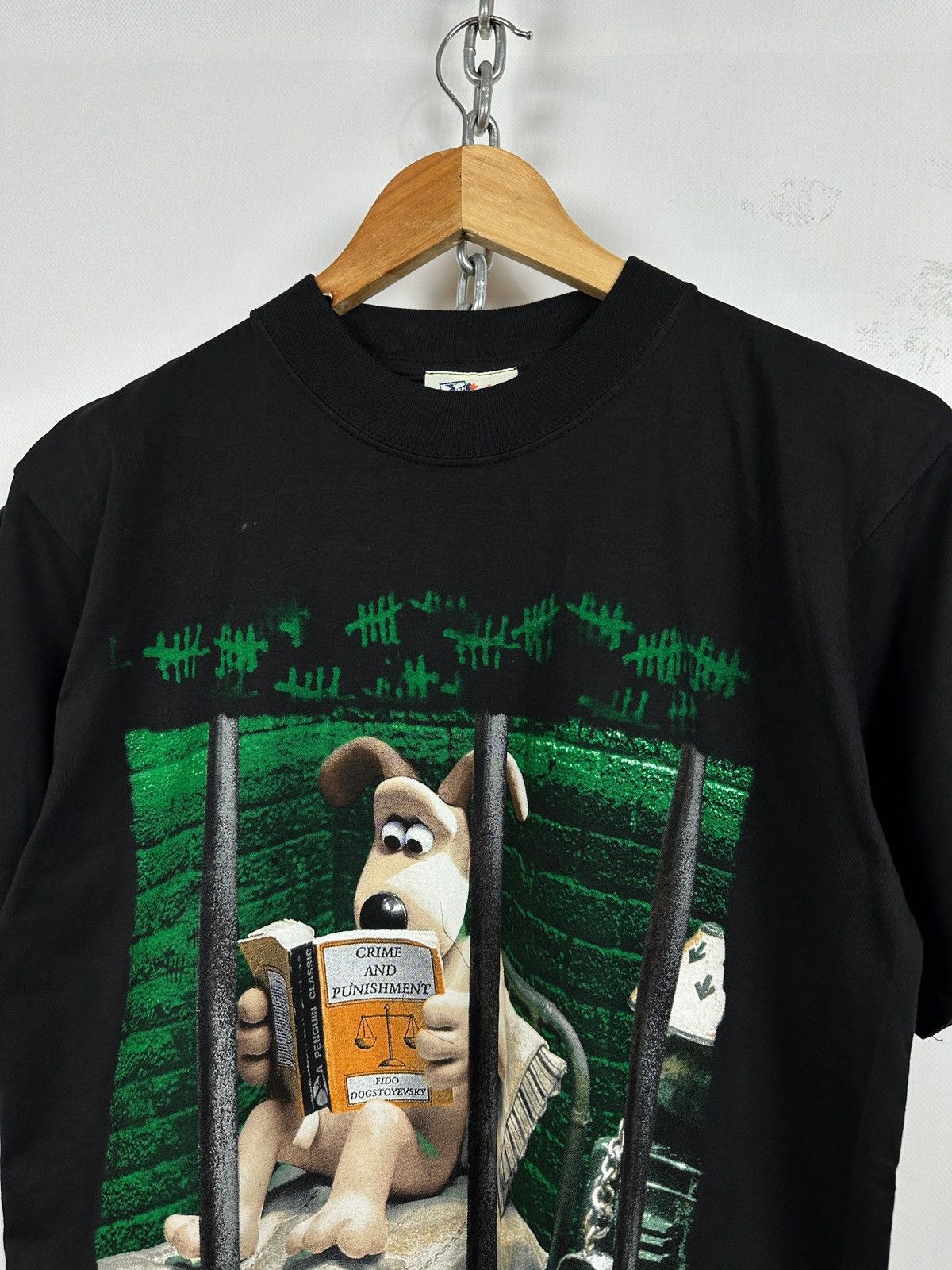 Cartoon Network 1989 Vintage Wallace & Gromit Gets Life Black T-Shirt Size US M / EU 48-50 / 2 - 5 Thumbnail