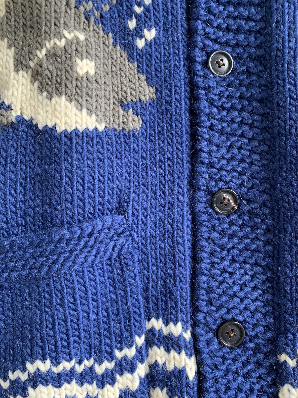 Bode Shawl-collar River Fish Cardigan in Blue Size US L / EU 52-54 / 3 - 3 Thumbnail