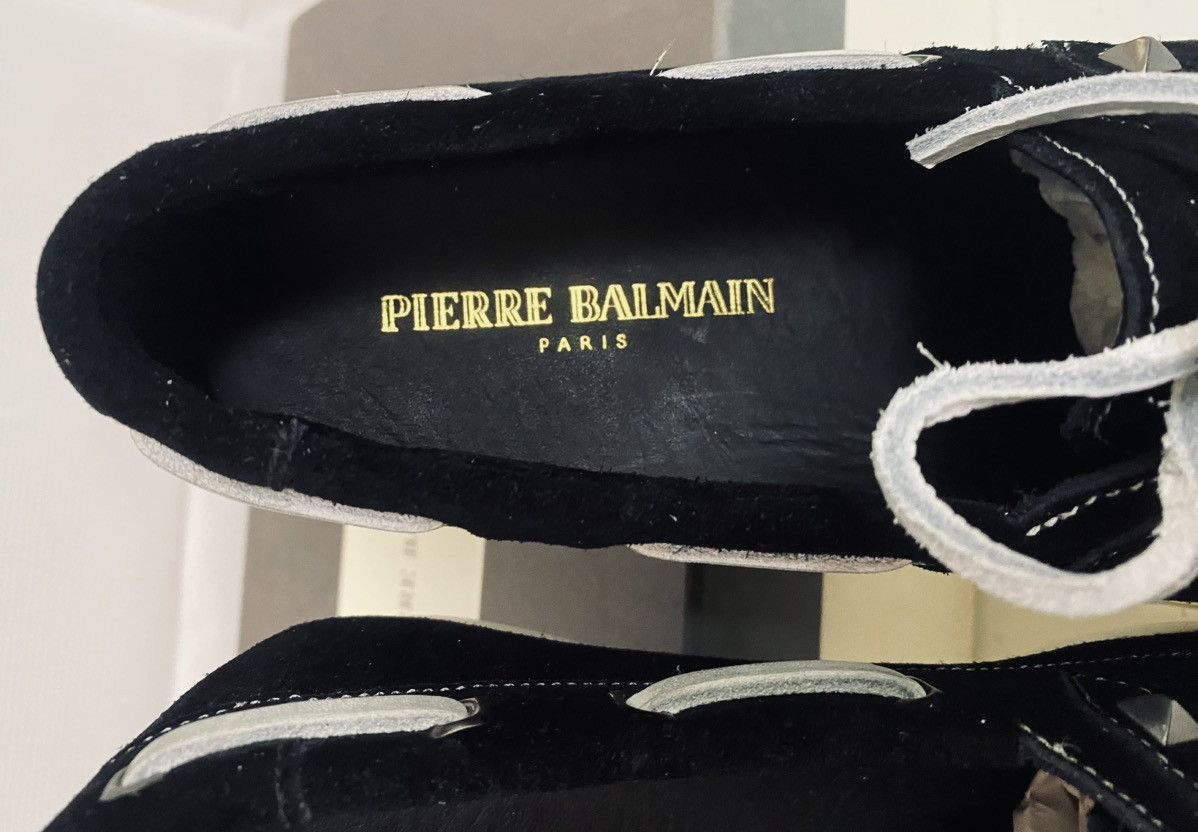 Pierre Balmain Balmain Black Suede Medal Dual Stud Contrast Boatshoe 40 New Size US 9 / IT 39 - 2 Thumbnail