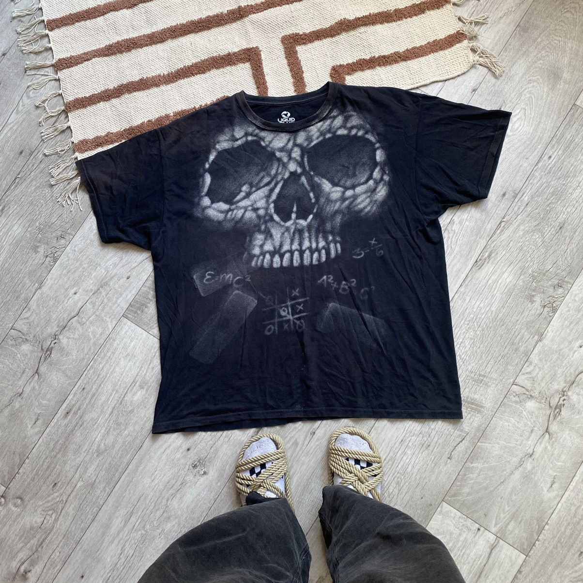 LIQUID BLUE 2011 BIG SKULL STONE FADED T SHIRT