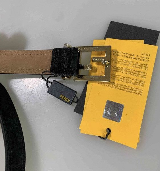 Fendi Fendi 🇮🇹 gold FF buckle black leather belt unisex 90 NEW Size 34 - 4 Thumbnail