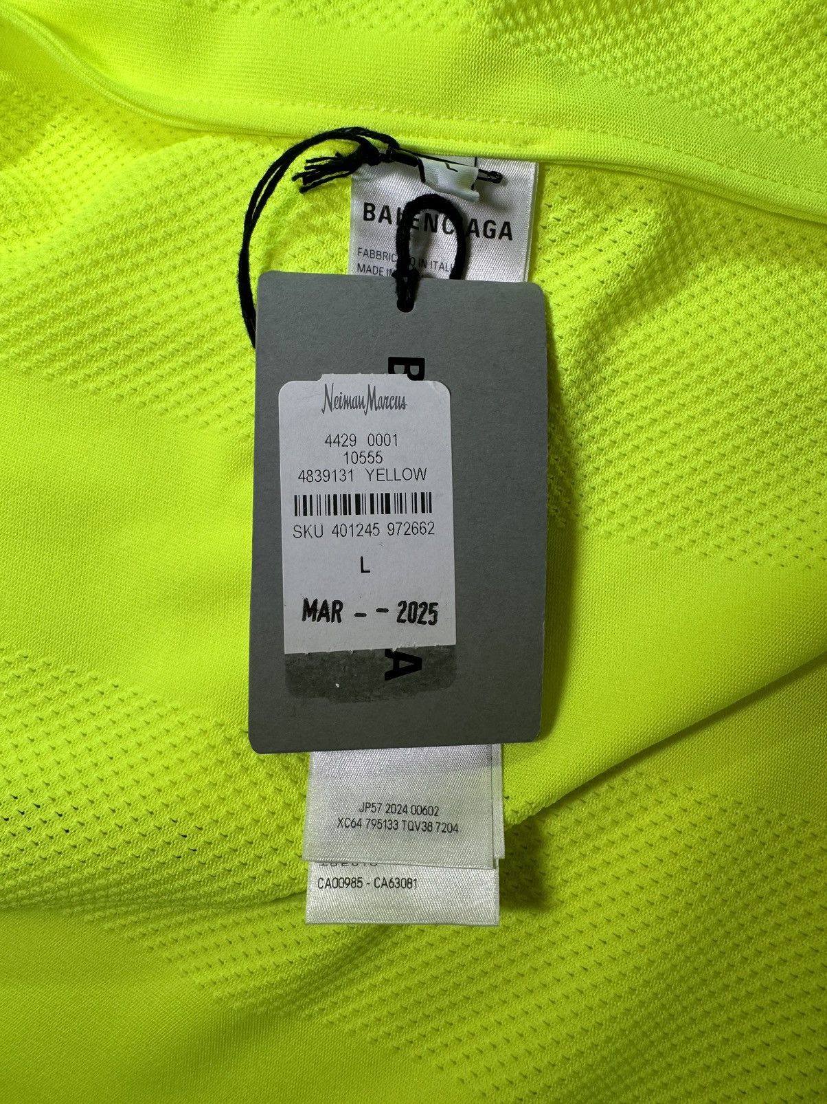 Balenciaga Balenciaga Fluo Yellow Striped Mesh Shirt Size L Size US L / EU 52-54 / 3 - 17 Thumbnail