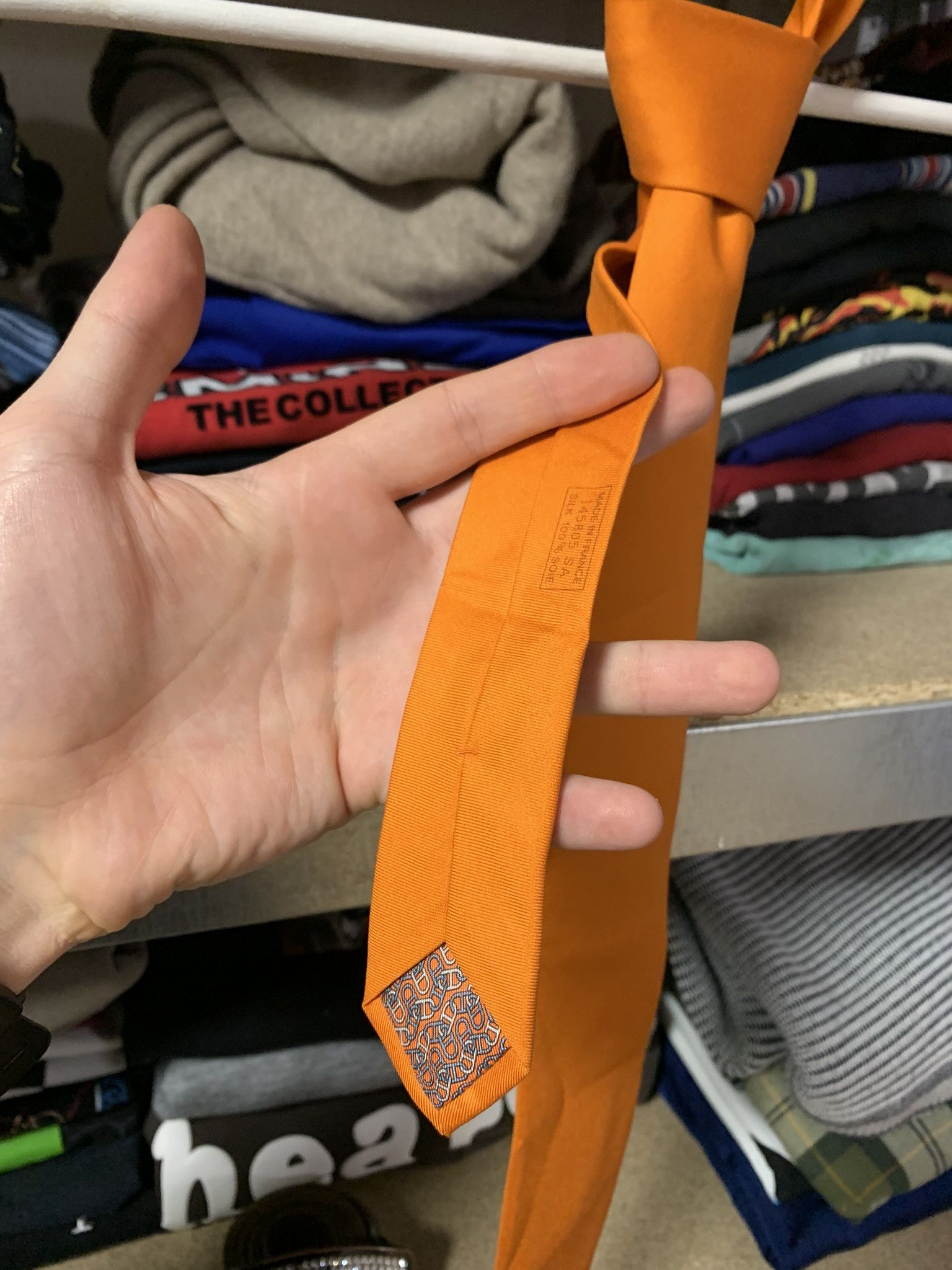 Hermes Hermes Men's Silk Tie Chaine d'Ancre Pattern 145805 SA Size ONE SIZE - 3 Thumbnail