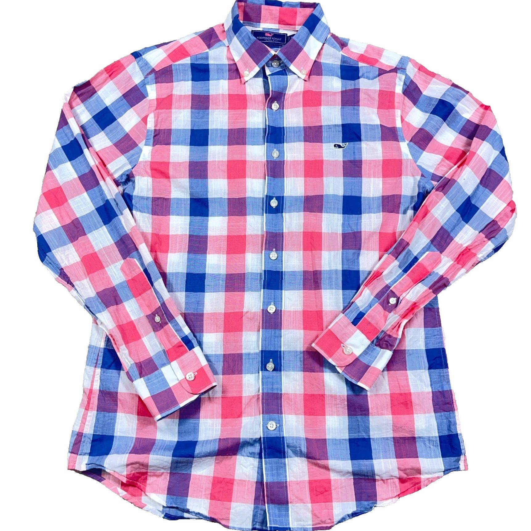Vineyard Vines Vineyard Vines Shirt Men M Pink Blue Slim Fit Button-Up Plaid Check Poplin Size US M / EU 48-50 / 2 - 2 Thumbnail