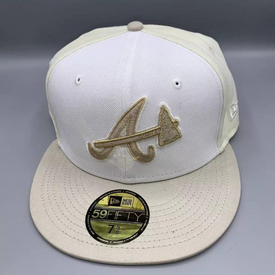 New Era Atlanta Braves Hat Men 7 5/8 59Fifty New Era MLB Fitted Cap Size ONE SIZE - 2 Thumbnail