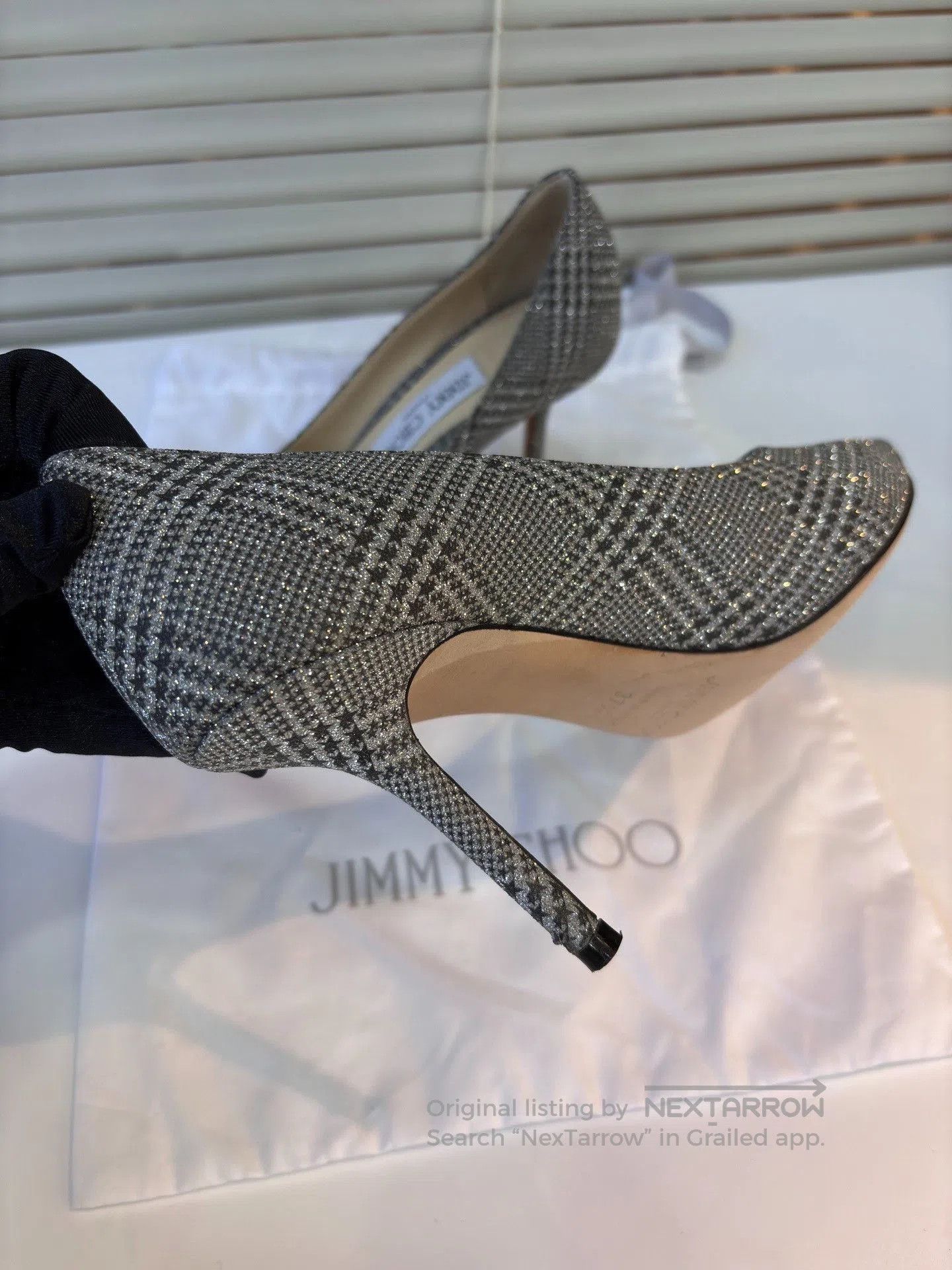 Jimmy Choo Jimmy Choo Silver Sequin Check Heels. Size US 6.5 / IT 36.5 - 8 Thumbnail
