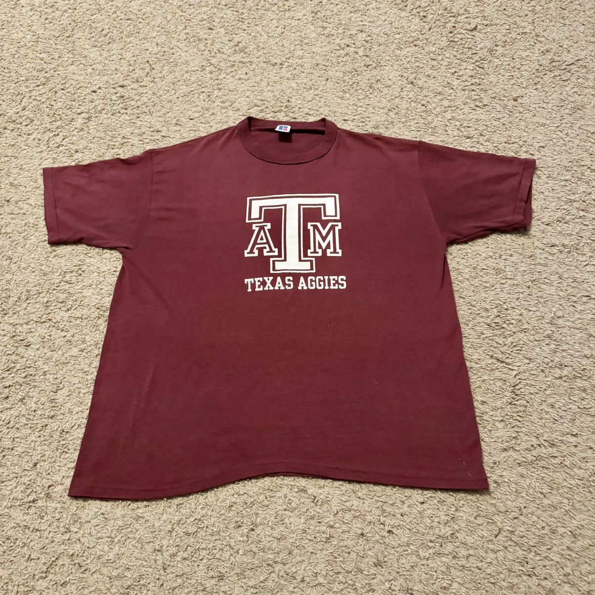 Russell Athletic VINTAGE SINGLE STITCH TEXAS A&M RUSSELL ATHLETIC TEE! Size US XL / EU 56 / 4 - 4 Thumbnail
