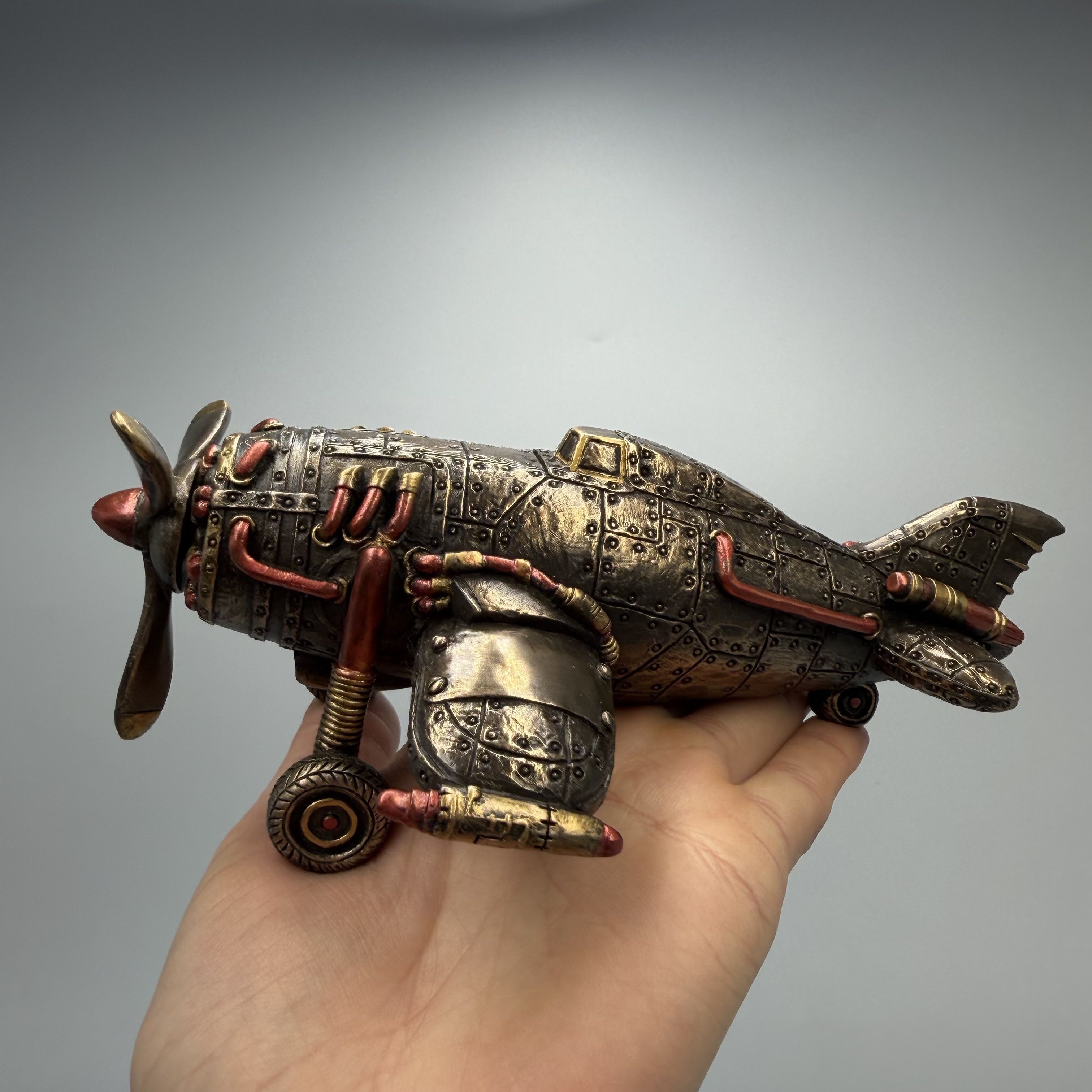 Other Steampunk Airplane Figurine Bronze Finish Polystone Size ONE SIZE - 4 Thumbnail