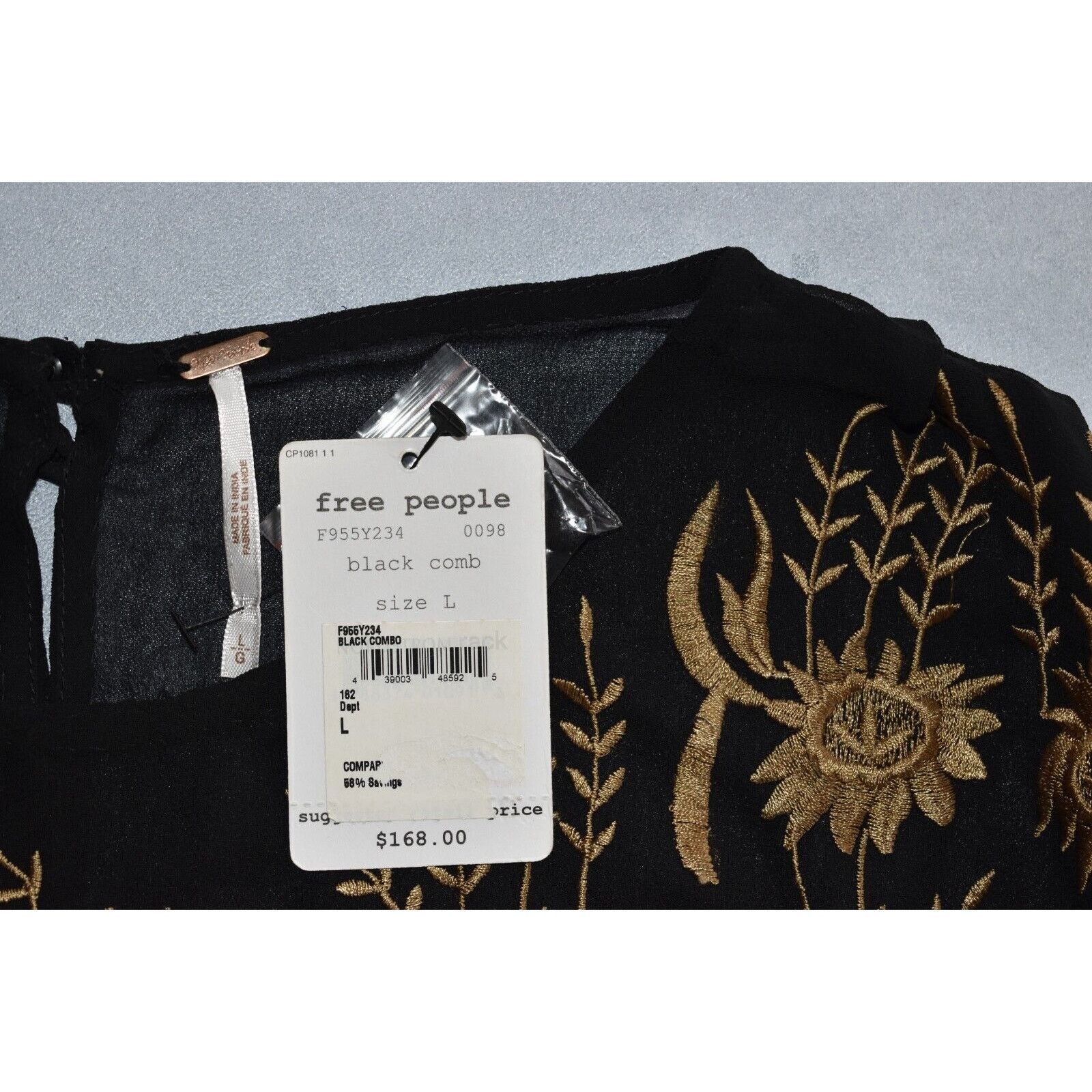 FREE PEOPLE Garden of Bloom Embroidered Sheer Mini Dress L