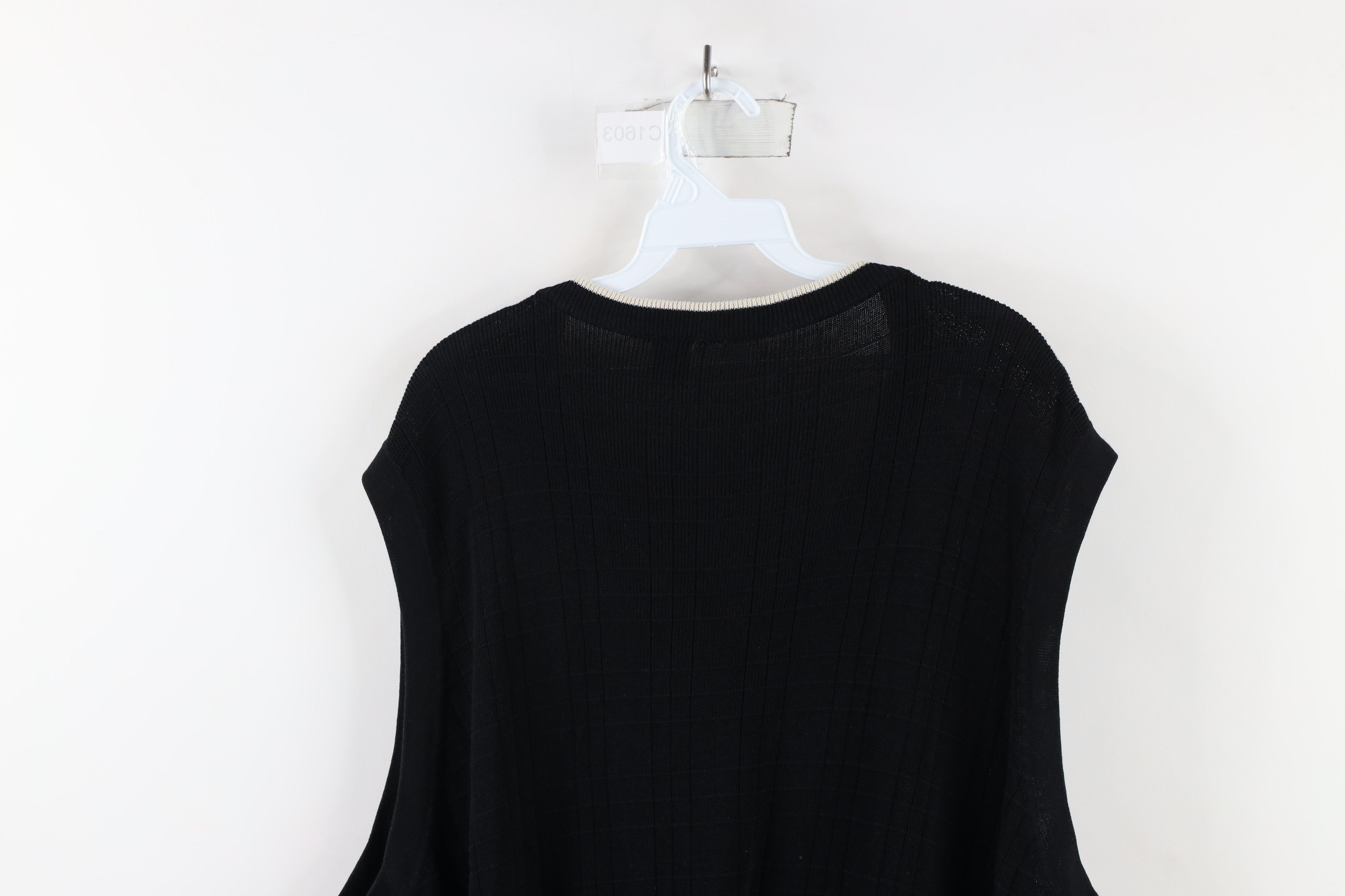 Vintage Vintage 90s Streetwear Ribbed Knit V-Neck Sweater Vest Black Size US XL / EU 56 / 4 - 6 Thumbnail