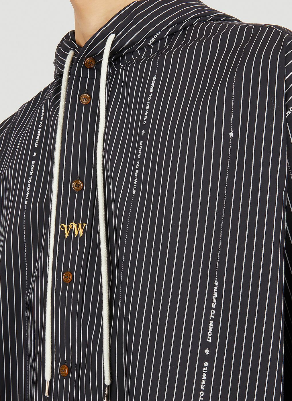 Vivienne Westwood o1y0525 Logo Striped Hooded Shirt in Black/White Size US S / EU 44-46 / 1 - 2 Thumbnail