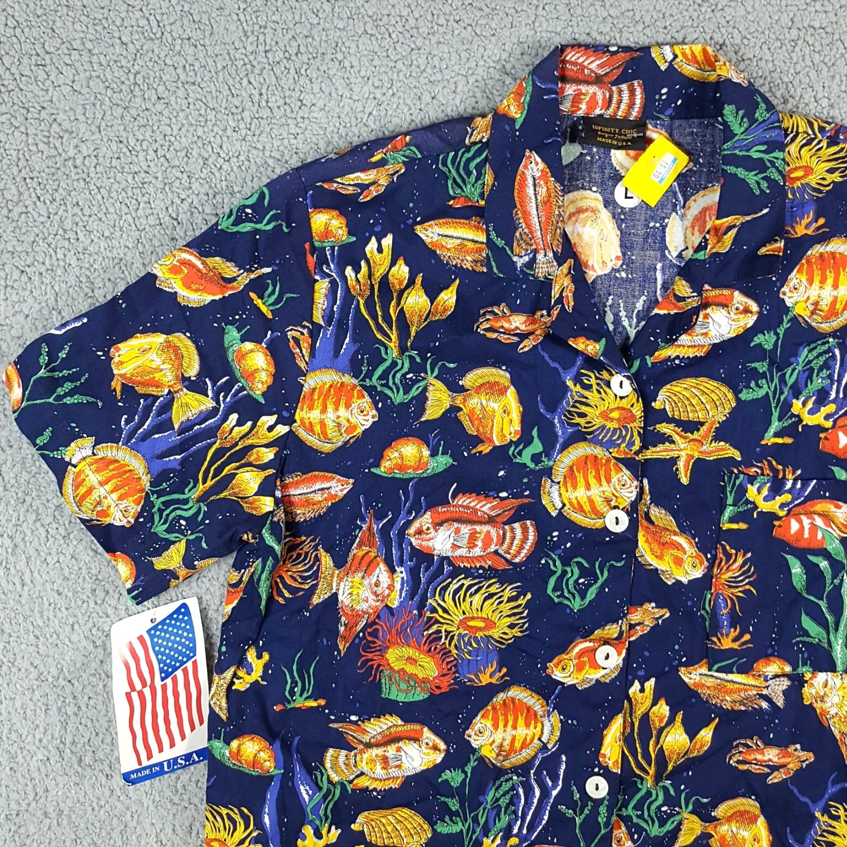 Vintage Vintage Infinity Chic Men's Long Sleeve Button-Up Shirt Size Large Blue 90s Beach Ocean Retro Size US L / EU 52-54 / 3 - 2 Thumbnail