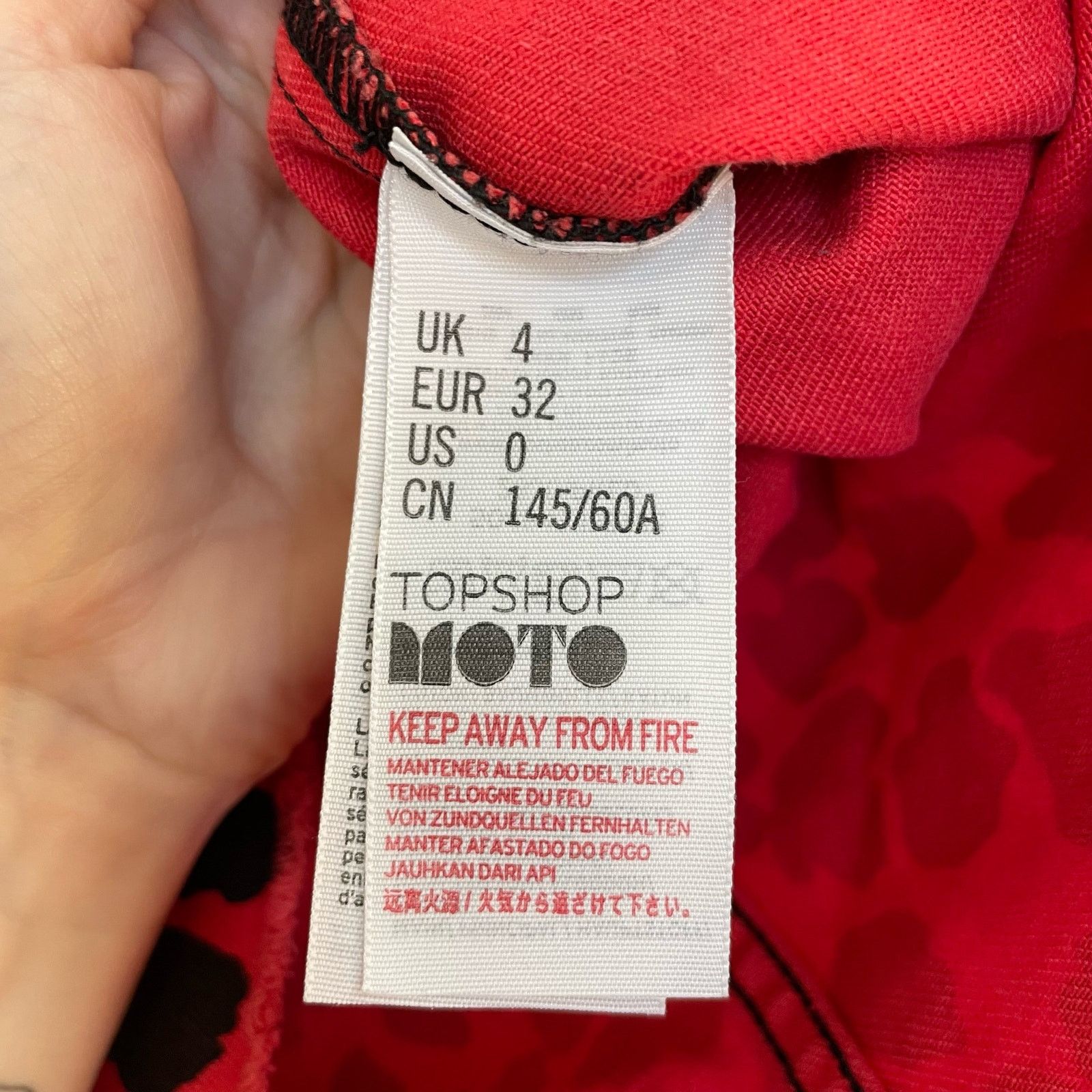 Topshop Topshop Red Leopard Skirt 0 Womens Denim Mini Raw Hem Casual Size 25" / US 0 / IT 36 - 5 Thumbnail