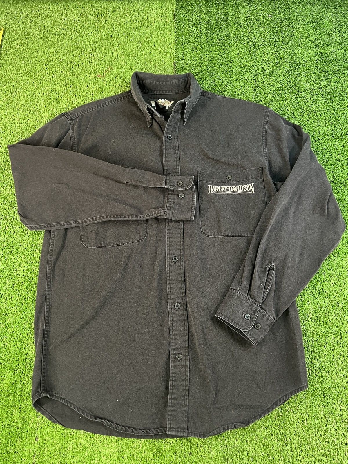 Harley Davidson Harley-Davidson Mens Black Cotton Long Sleeve MD Size US M / EU 48-50 / 2 - 2 Thumbnail