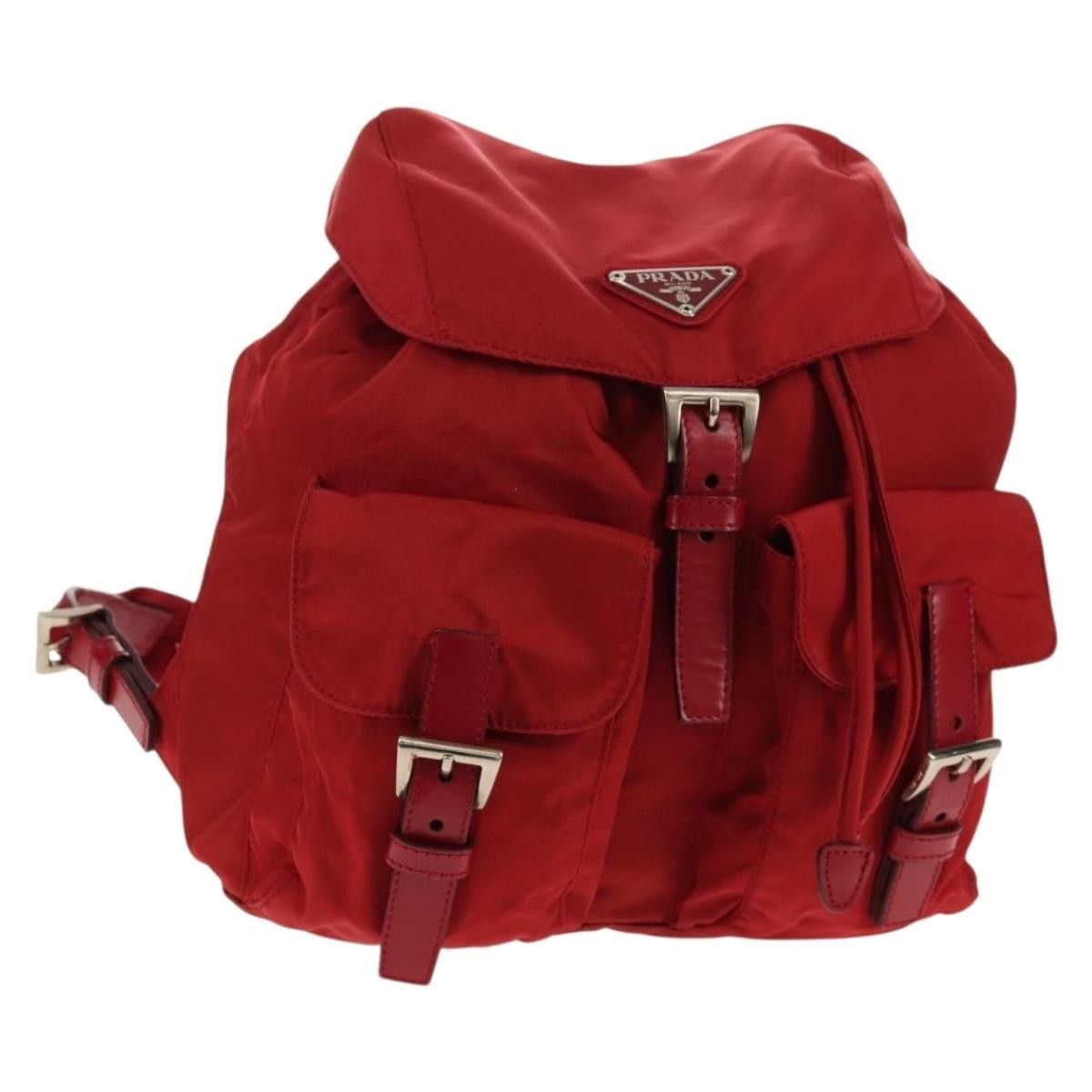 Prada Prada Vela Double Front Pocket Backpack Tessuto with Saffiano Leather Size ONE SIZE - 1 Thumbnail