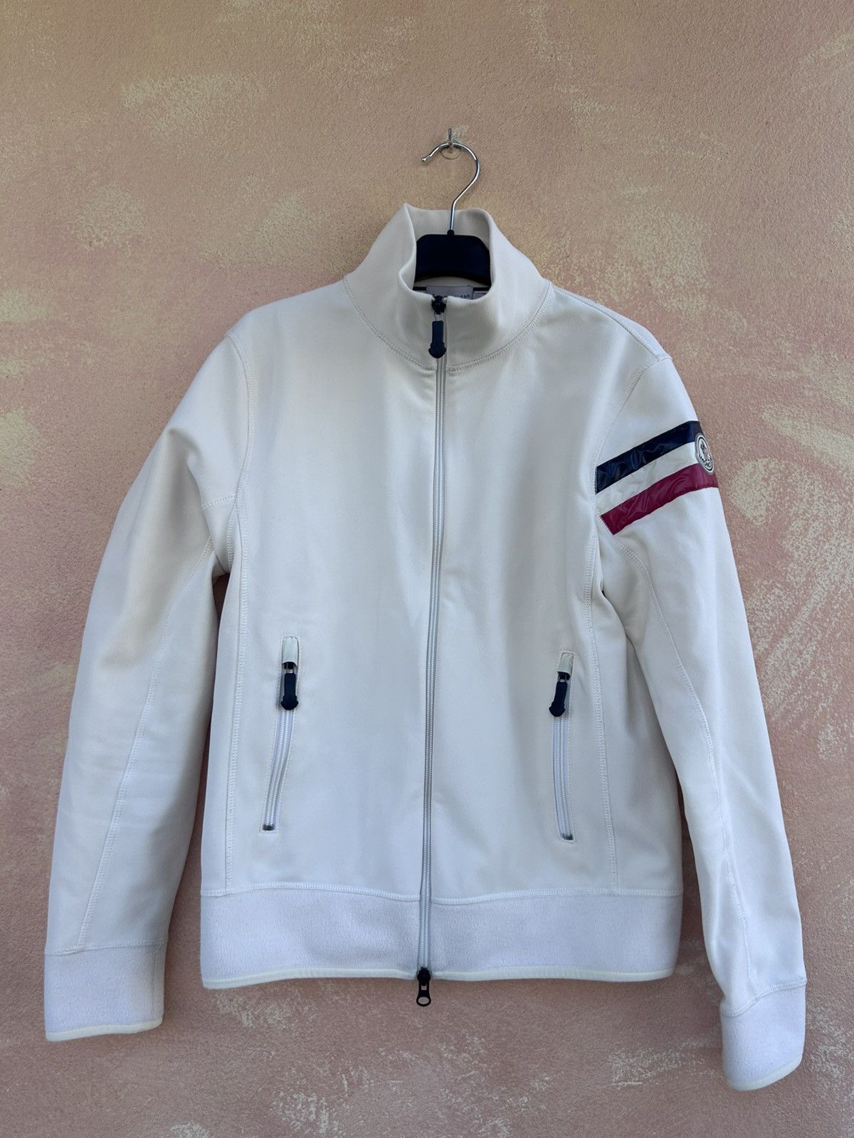Moncler white striped polyester zip jacket NEW margiela rick owens Size US S / EU 44-46 / 1 - 1 Thumbnail