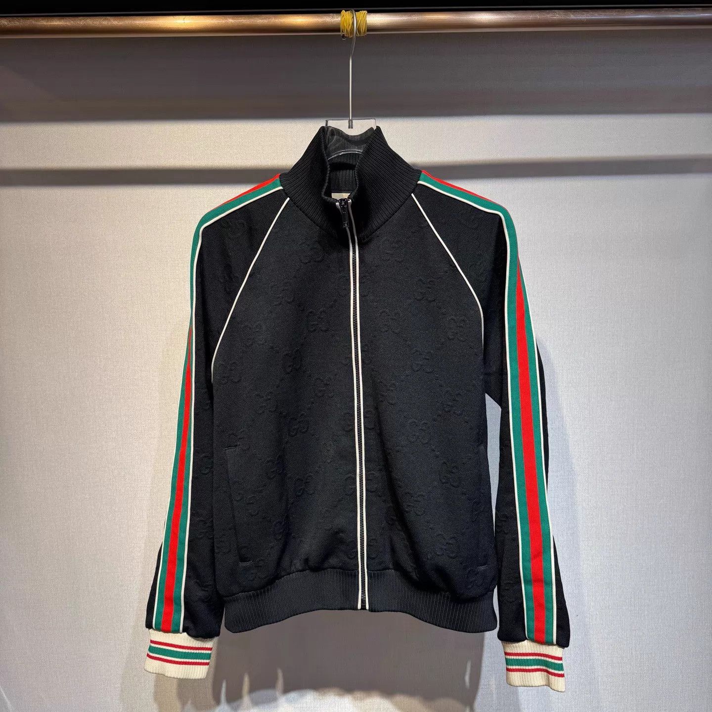 Gucci Gucci Black GG Monogram Tri-Color Webbing Zip Jacket Size US M / EU 48-50 / 2 - 1 Thumbnail