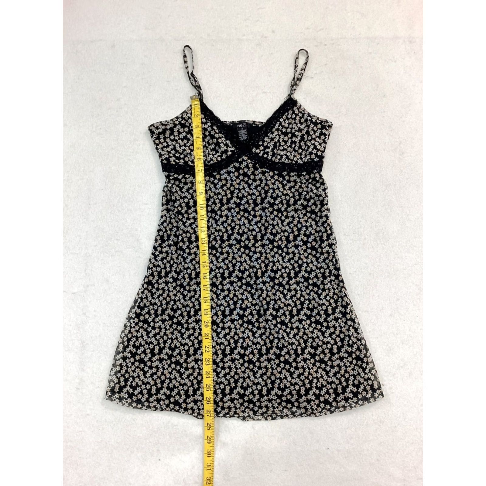Vintage Rue21 Women Tank Top - 2118 Tank Womens Medium Black Polyester Spandex Floral Print Sheer Layer Like New Size M / US 6-8 / IT 42-44 - 5 Thumbnail